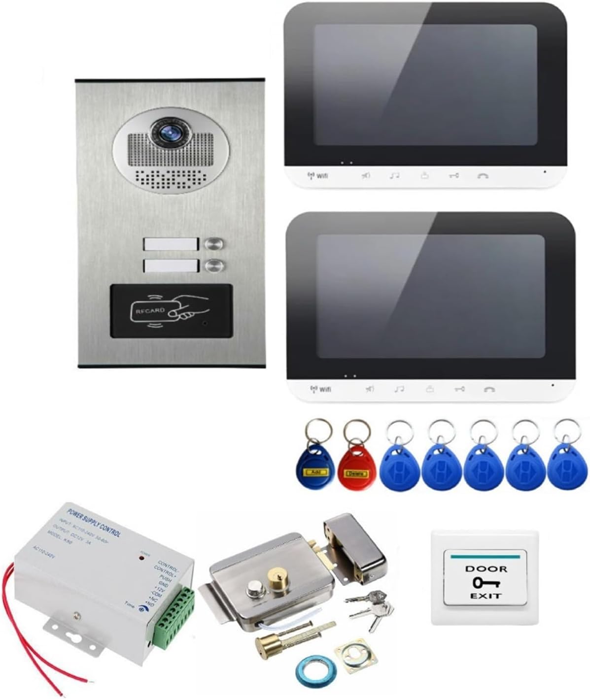 Videocitofono 7 Pollici Wifi Senza Fili Campanello Citofono For Appartamento Da 2/3 Unità Audio Bidirezionale(V70MG-660-1V2-lock)
