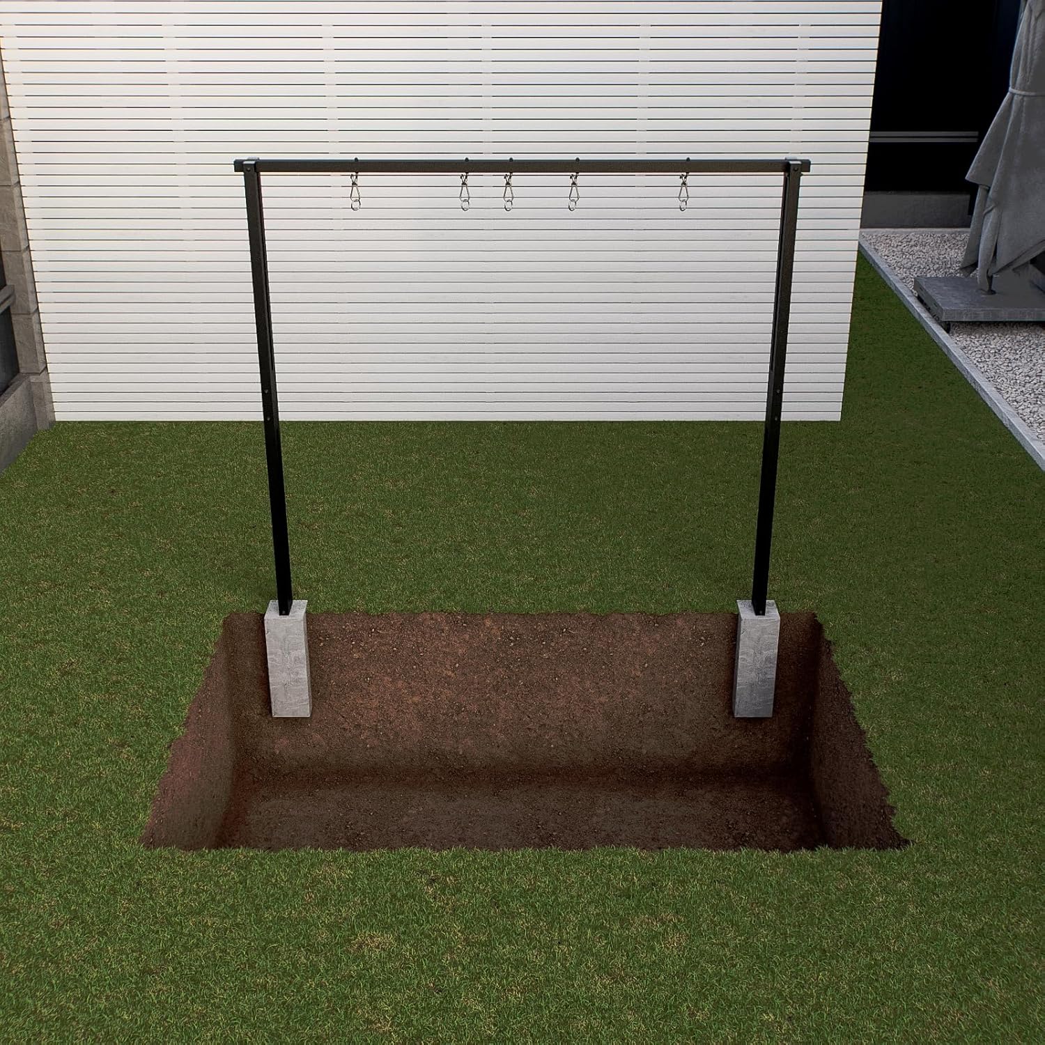 QLS Schaukelgestell 260 cm Doppelschaukel Gerüst Nestschaukelgestell aus Stahl Schwarz
