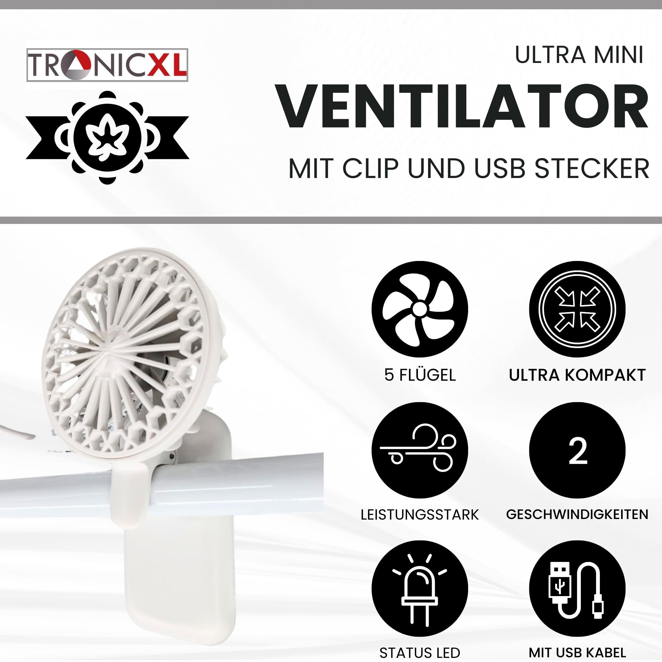 Mini USB-Ventilator Mini Ventilator mit Clip Auto Sonnenblende Smartphone Laptop Klemme