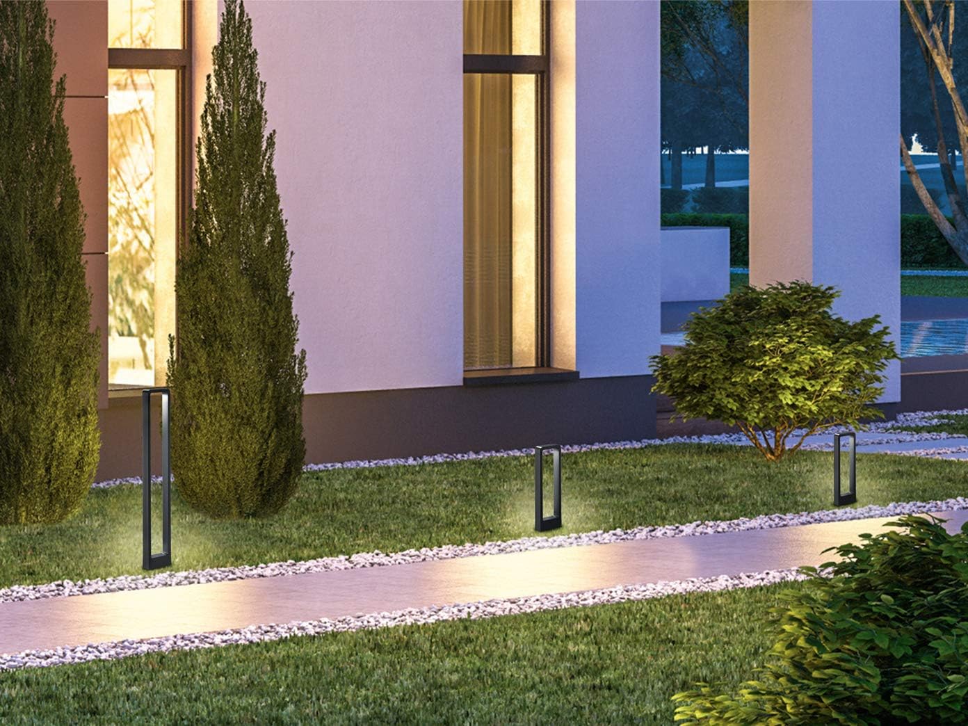 meineWunschleuchte 2er SET moderne Wegeleuchten aus Aluminium Anthrazit, Höhe 100cm