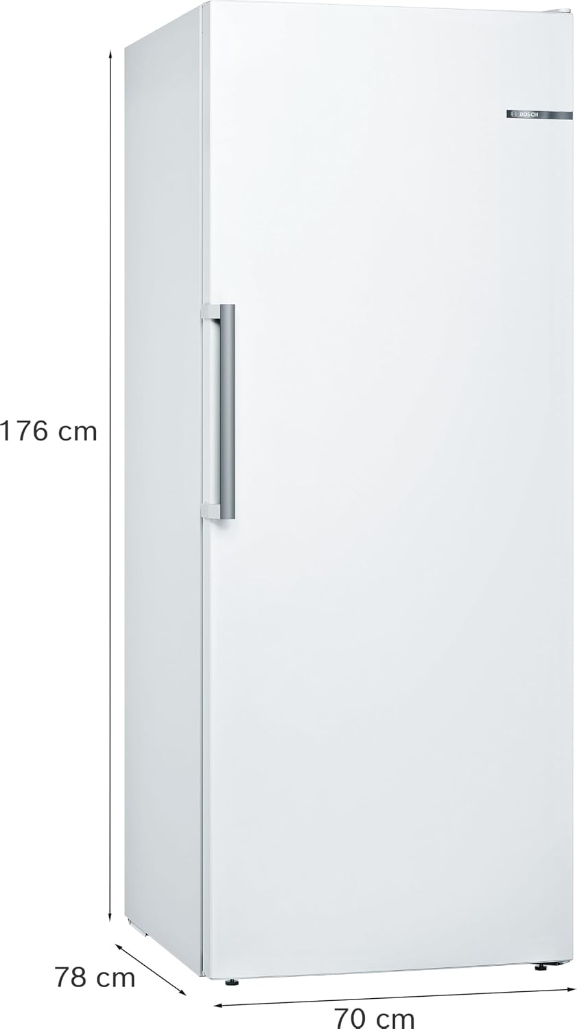 Bosch GSN54AWCV Serie 6 XXL-Gefrierschrank, 176 x 70 cm extra breit, 327 L, NoFrost nie wieder abtauen, LED-Beleuchtung gleichmäßige Ausleuchtung, BigBox Platz für großes Gefriergut, Weiß