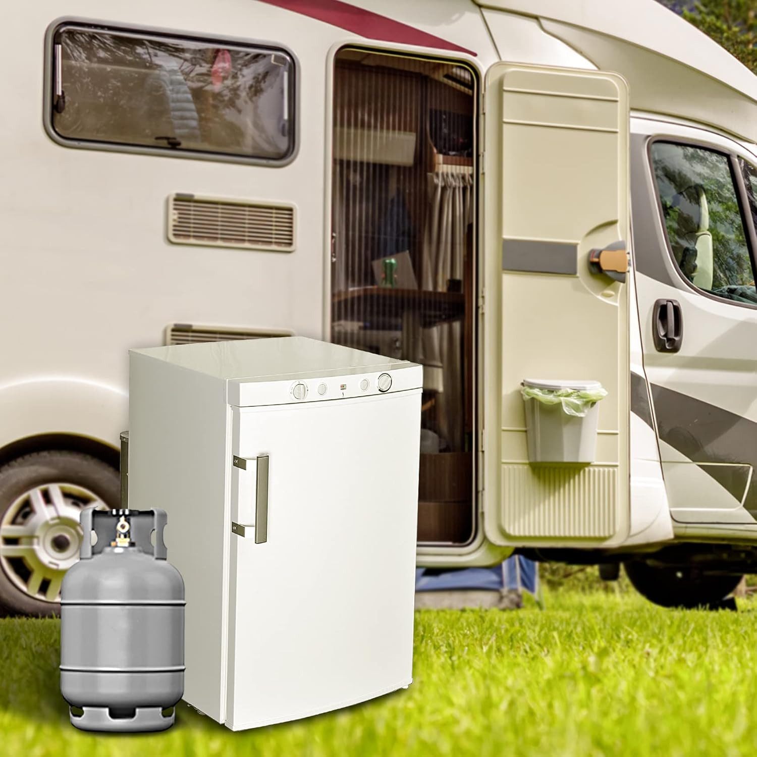 Kühl-/Gefrierkombination Gasbetriebener Campingkühlschrank 100-Liter-Kühl- und Gefrierfunktion