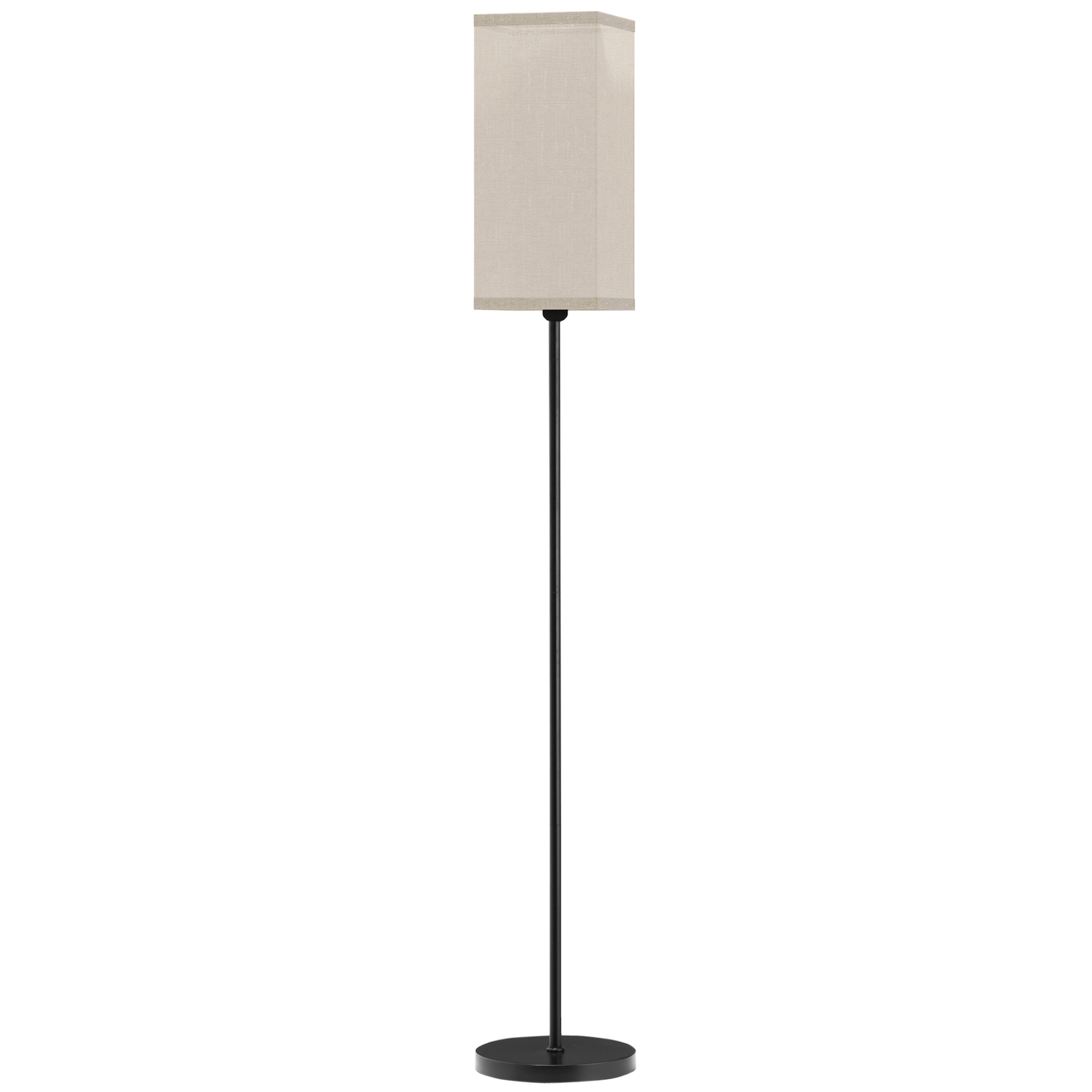 HOMCOM Moderne Stehlampe mit Kunstleinen-Schirm und Fußschalter, für Wohnzimmer und Schlafzimmer, Metall, Schwarz