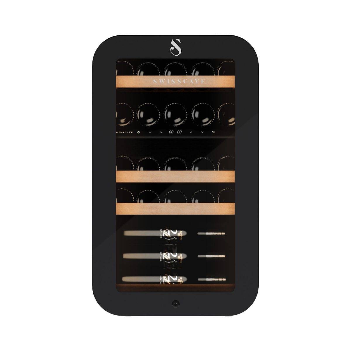 Weinkühlschrank WLB-120DF-BLACK. 2-Zonen Weinkühlschrank, 83cm (H), 26 Flaschen