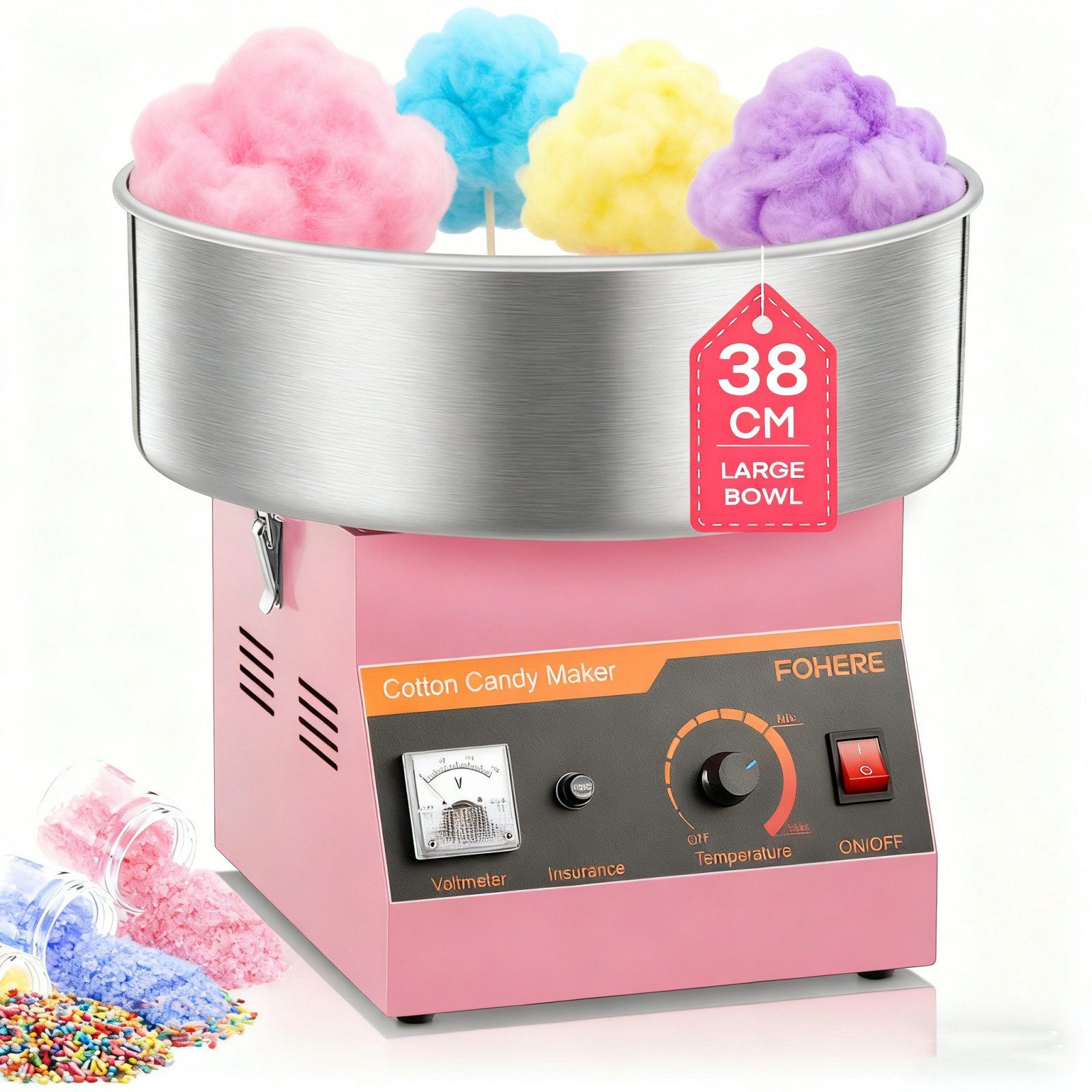 Zuckerwattemaschine mit Zuckerlöffel, ideal für den gewerblichen Einsatz und Party