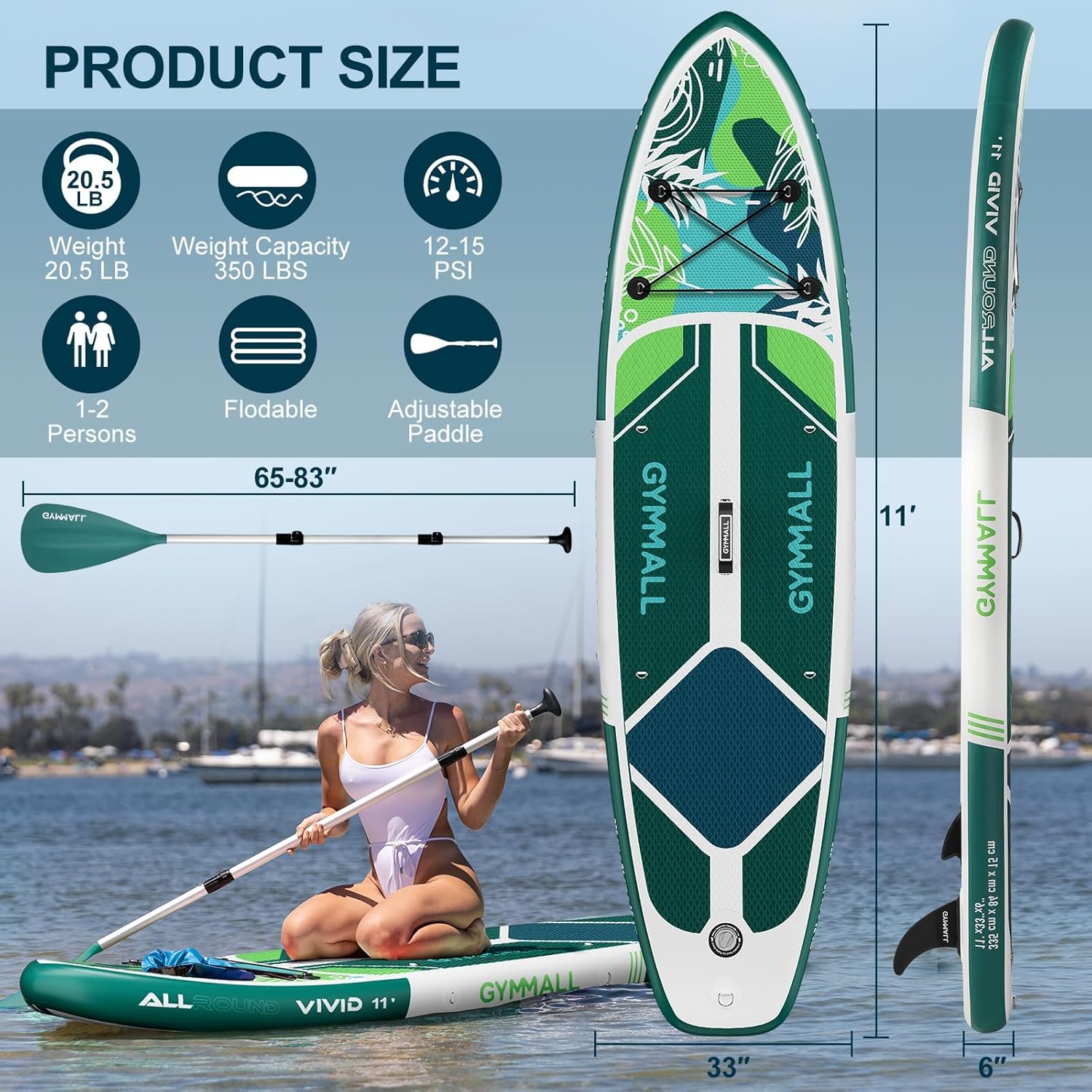 SUP Gonfiabile, Tavola SUP Gonfiabile per Adulti e Ragazzi di Tutti i Livelli, Design Ampio e Antiscivolo a Tavola, con Accessori Premium e Borsa Storage Inclusi