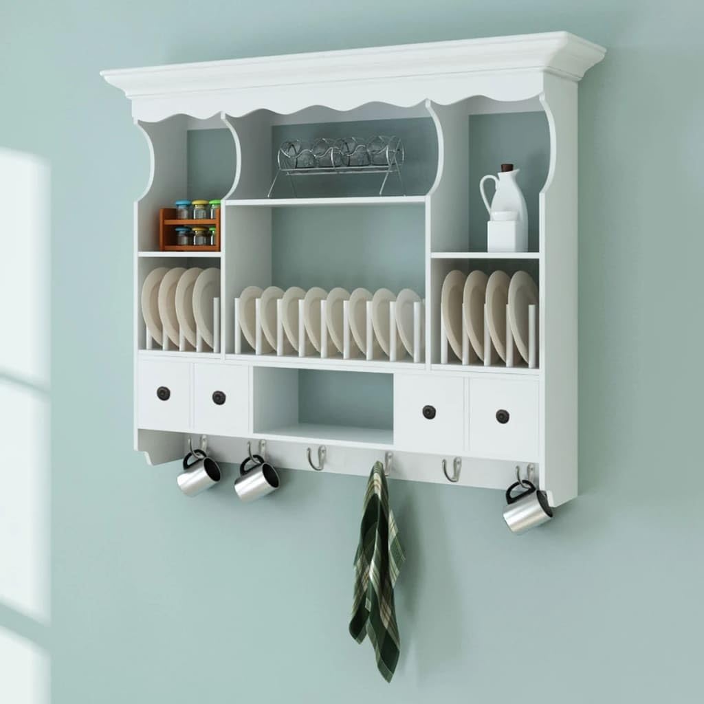 vidaXL Pensile a Muro da Cucina in Legno Bianco Armadietto Vetrinetta Credenza