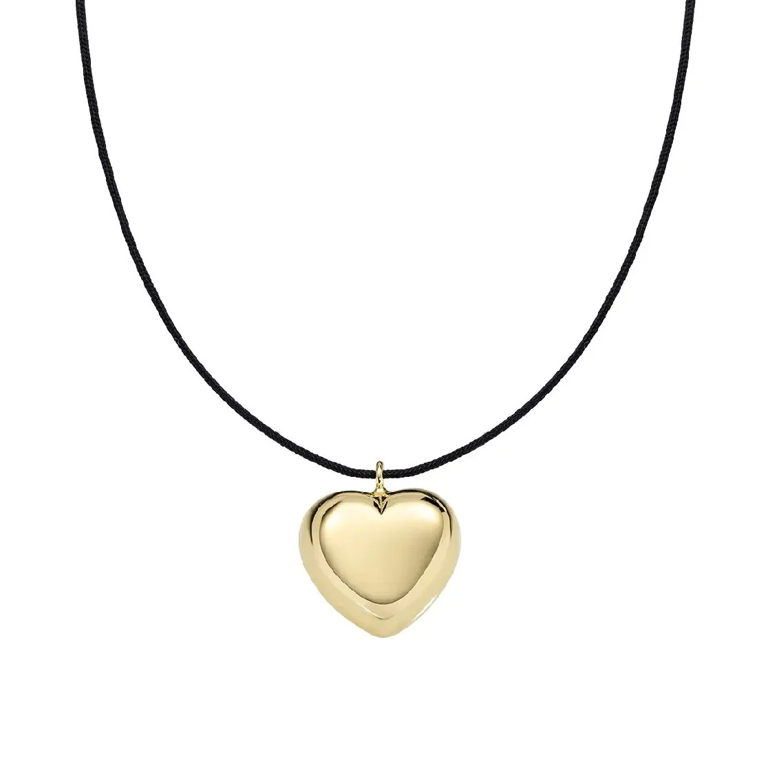 Collana Amen con pendente dorato a cuore e cordino nero CLCOCUBONG3