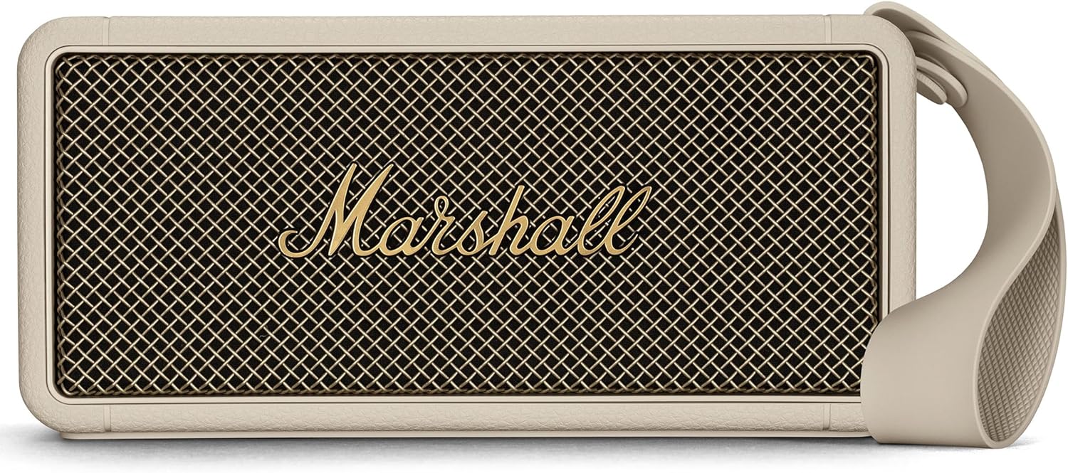 Marshall Middleton draadloze draagbare Bluetooth-speaker, 20+ uur afspeeltijd, waterbestendig IP67 �C Cr��me
