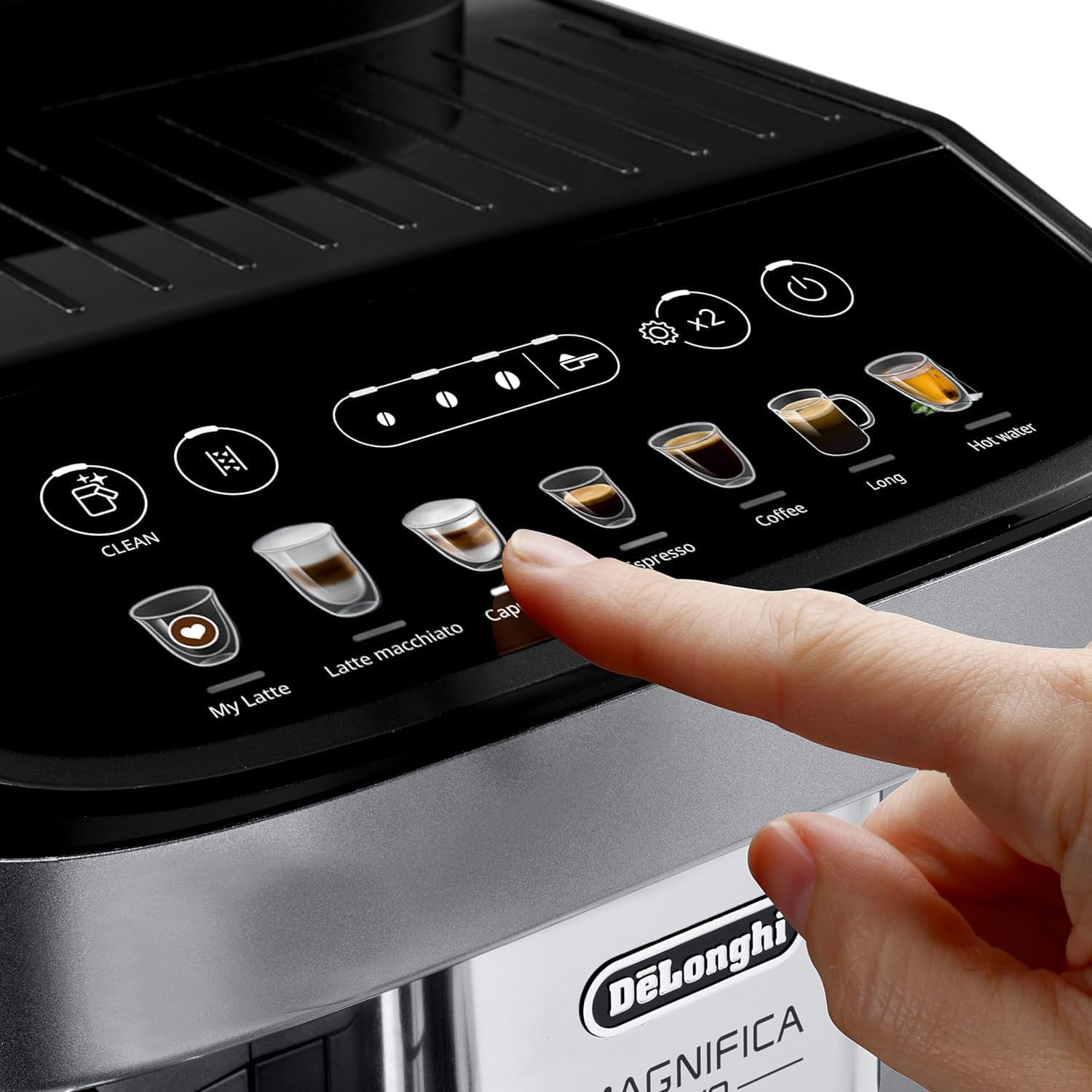 De'Longhi Magnifica Evo ECAM 292.81.B Volautomatische koffiemachine met LatteCrema melksysteem, 7 directe selectieknoppen voor cappuccino, espresso en andere koffiespecialiteiten, 2-kops functie, zwart