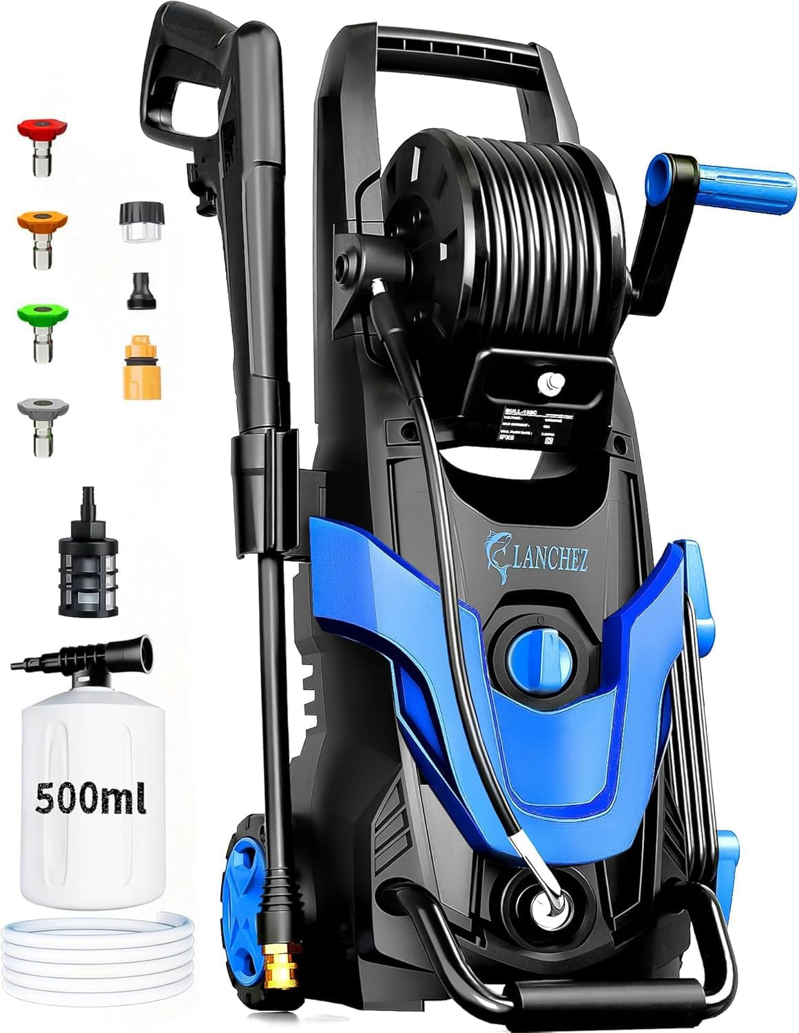 2026 Upgrade Pressure Power Washer 4800PSI w/4 Quick Connect Nozzles  Inlet Hose & Filter&500ML Soap Tank  High Cleaning Machine for Cars/Fences/Driveways/Patios/Home Cleaning Blue
