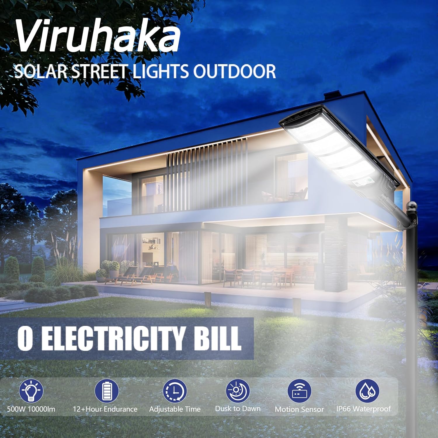 Solar-Straßenlaternen für den Außenbereich, wasserdicht, LED-Solarlicht, Flutlichter mit Bewegungsmelder und Fernbedienung, für Außenwand, Terrasse, Hof, Deck, Garten, Parkplatz-Lichter (2er-Pack)