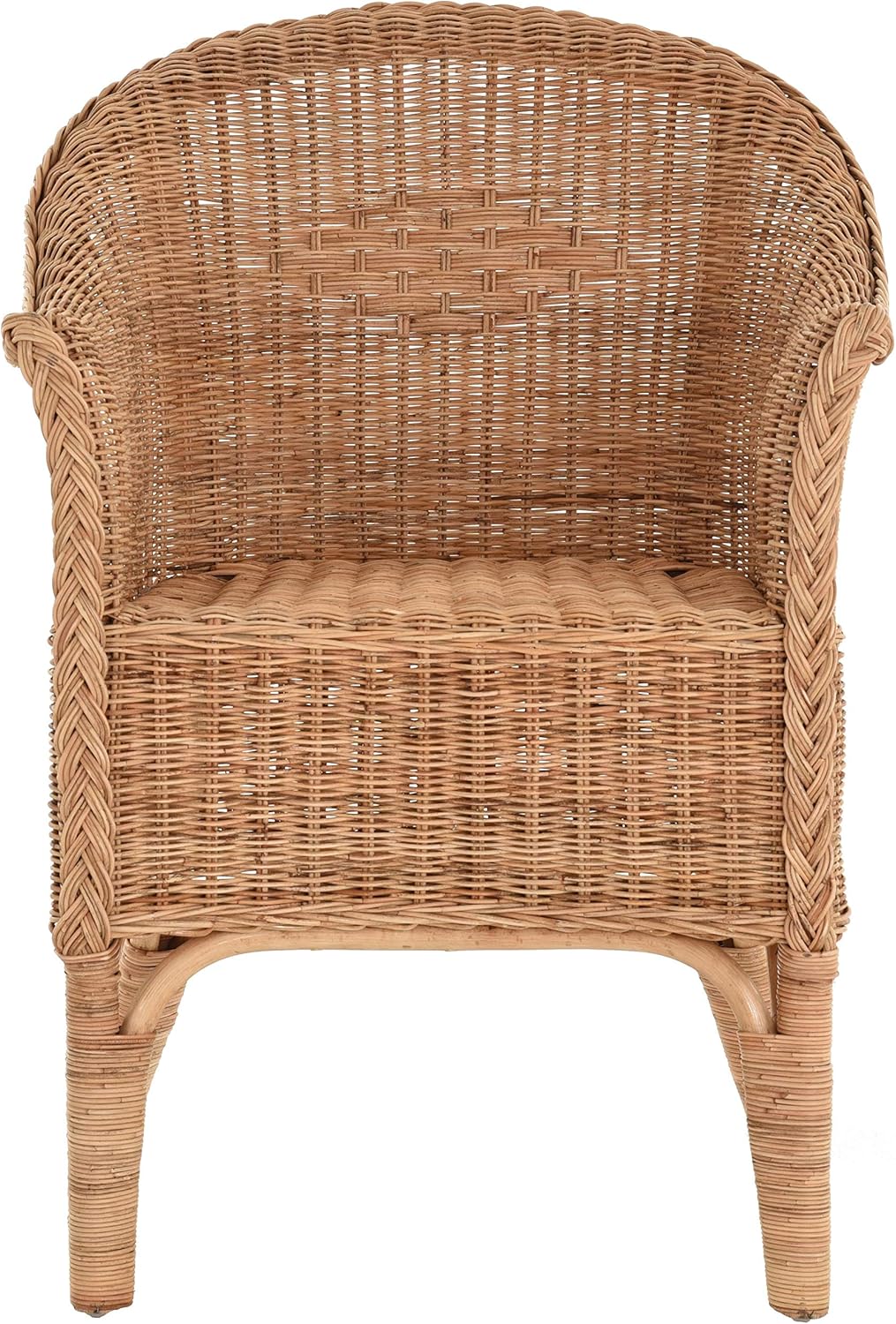 Rattan-Sessel Natur/Esszimmersessel Korb-Sessel/Rattanmöbel Rattansessel Rattanstuhl mit Armlehnen Lounge Flechtsessel (Natur)