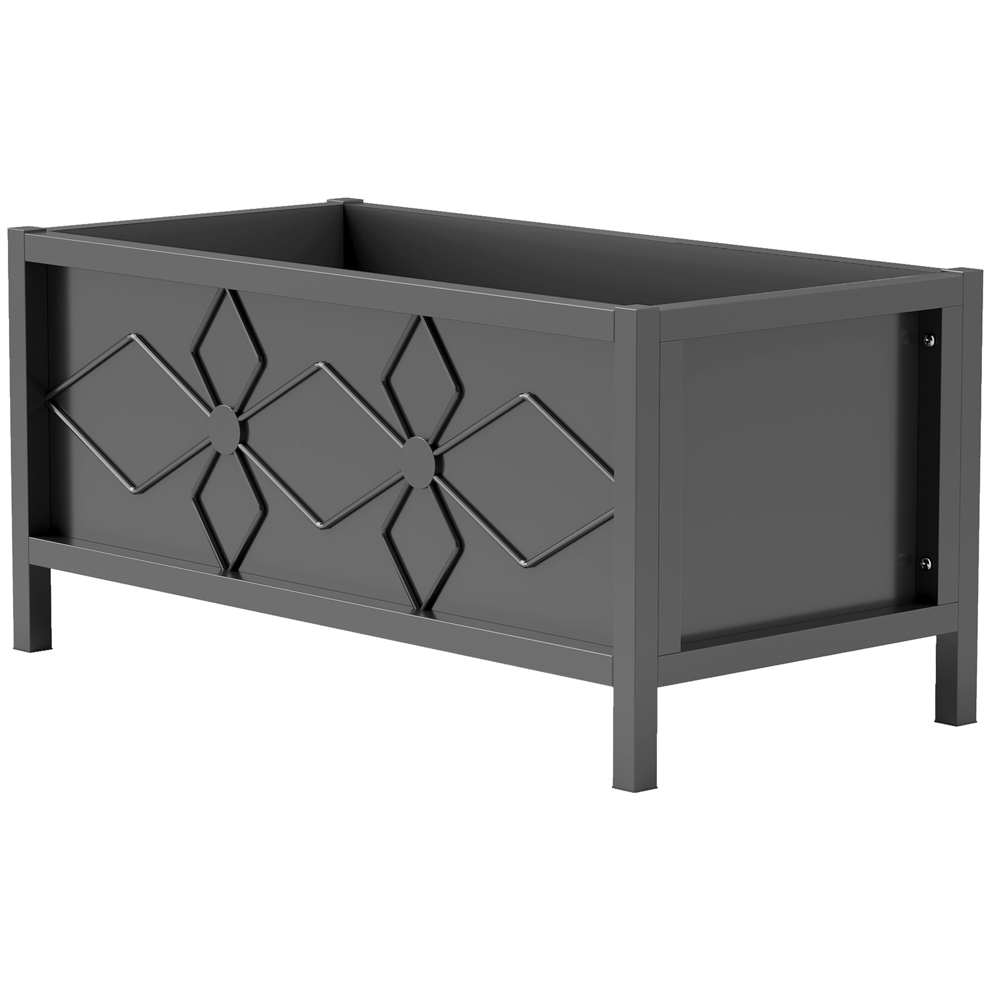 Outsunny Hochbeet Pflanzkasten aus verzinktem Stahl mit Sicherheitskante rechteckig 80 x 40 x 38 cm Schwarz