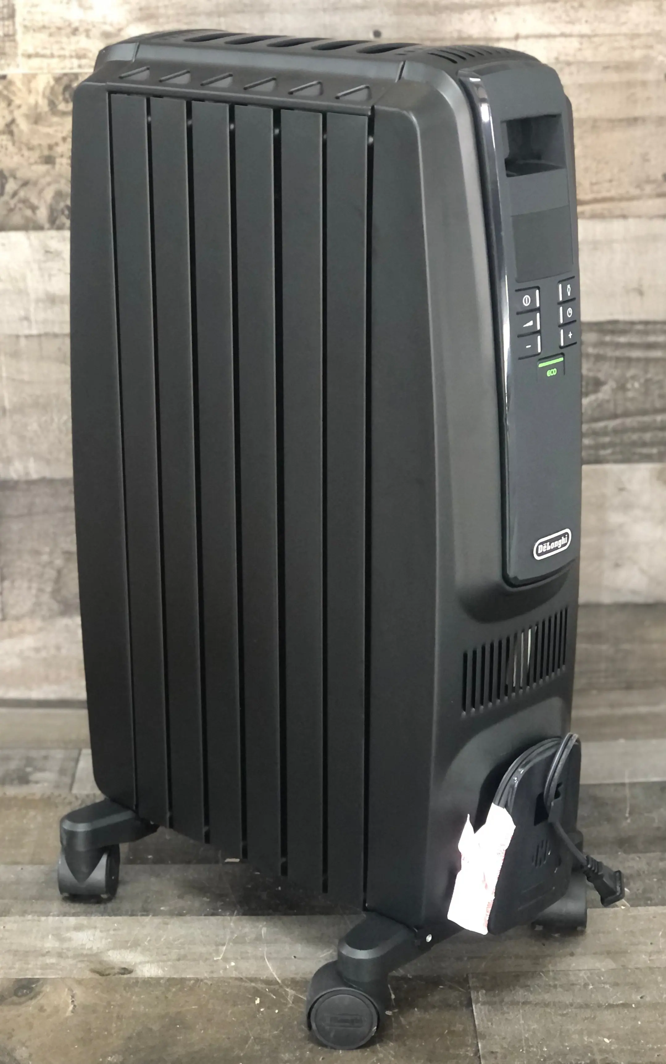 De'Longhi Oil Filled Radiator Space Heater, Quiet 1500W, Adjustable Thermostat, 3 Heat Settings, Timer, Energy Saving, Safety Features, White, Dragon TRD40615EBKCA, Black