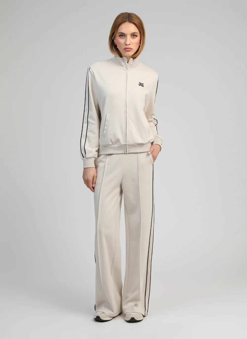 Cream Relaxed Trousers �C Jersey Straight Cut by An��ge