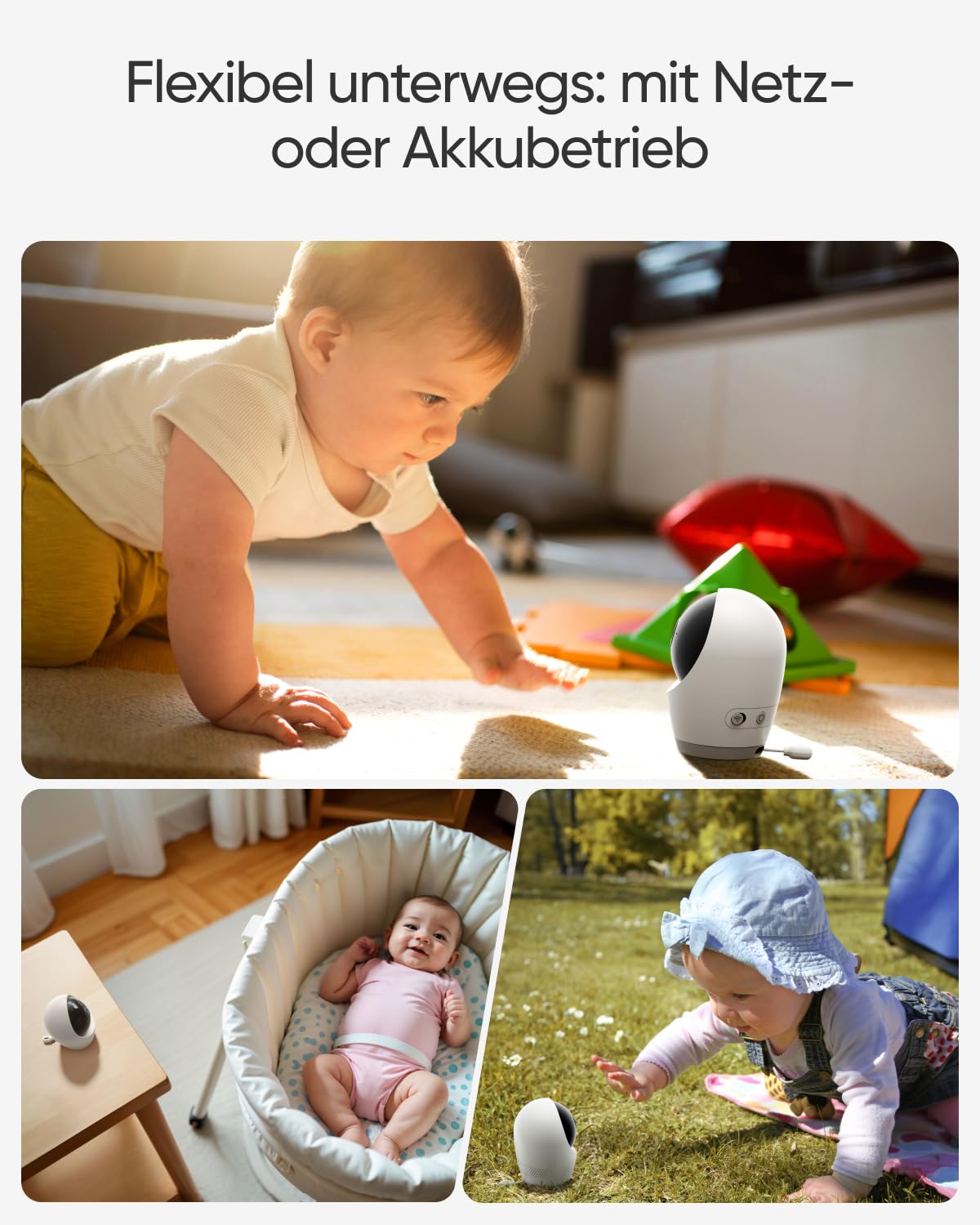 Babyphone mit Kamera E21 4K UHD 330° Schwenk 60° Neigung 8× Zoom Nachtsicht 5000 mAh Akku WLAN App