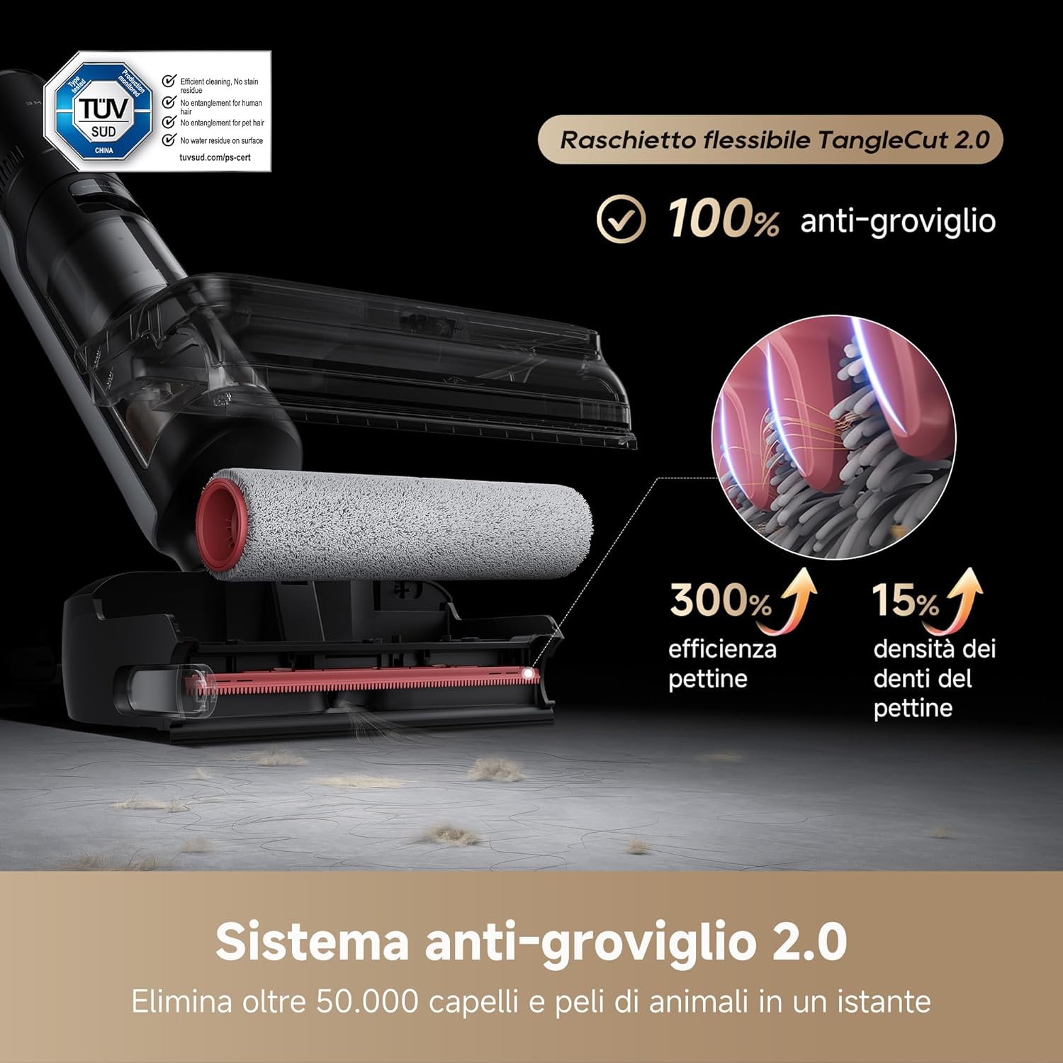 DREAME H15 Pro FoamWash Aspirapolvere Lavapavimenti, Pulizia Mirata, Dosaggio Intelligente Detergente, Braccio Robotico IA 2.0, TangleCut 2.0, Lavaggio Spazzola 100 °C, Asciugatura Intelligente