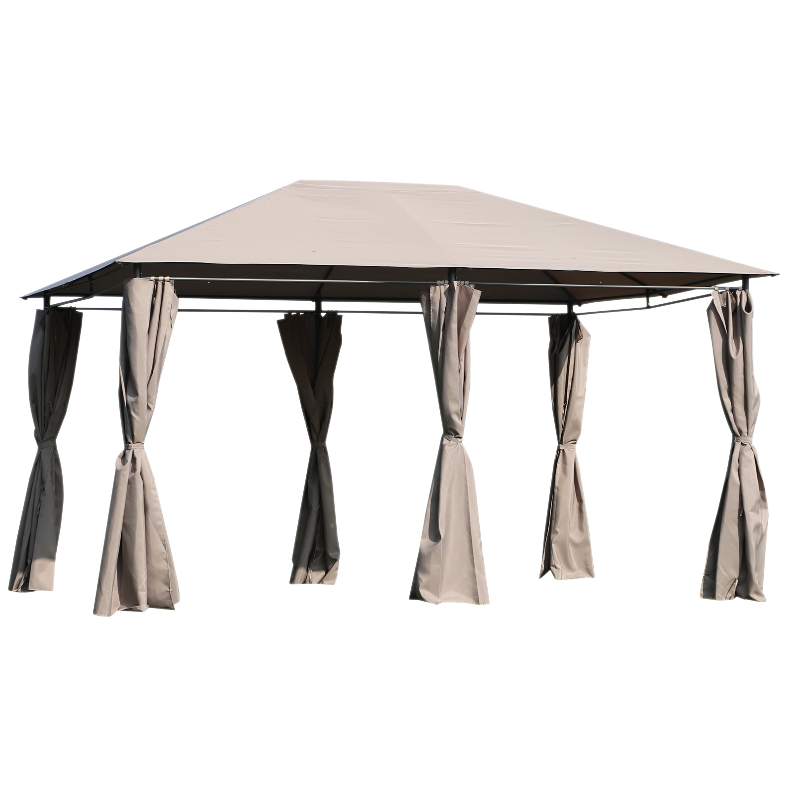 Outsunny® Gartenpavillon Gartenzelt Partyzelt Pavillon mit Seitenwänden wetterfest Khaki 4 x 3 m