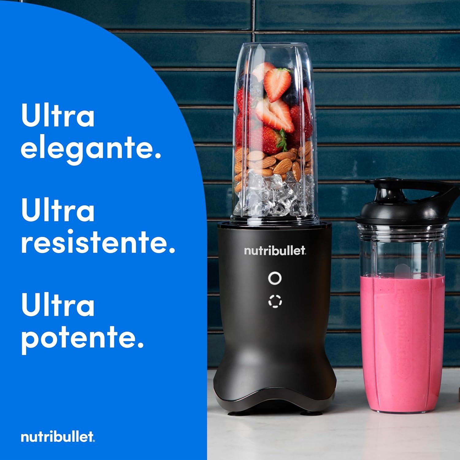 Nutribullet Ultra NB1206MB Blender with Tritan Container, Stainless Steel Blenders, Electric Smoothie Blender, 900 ml and 700 ml Cups, 2 To-Go Lids, 1200 W, Grey