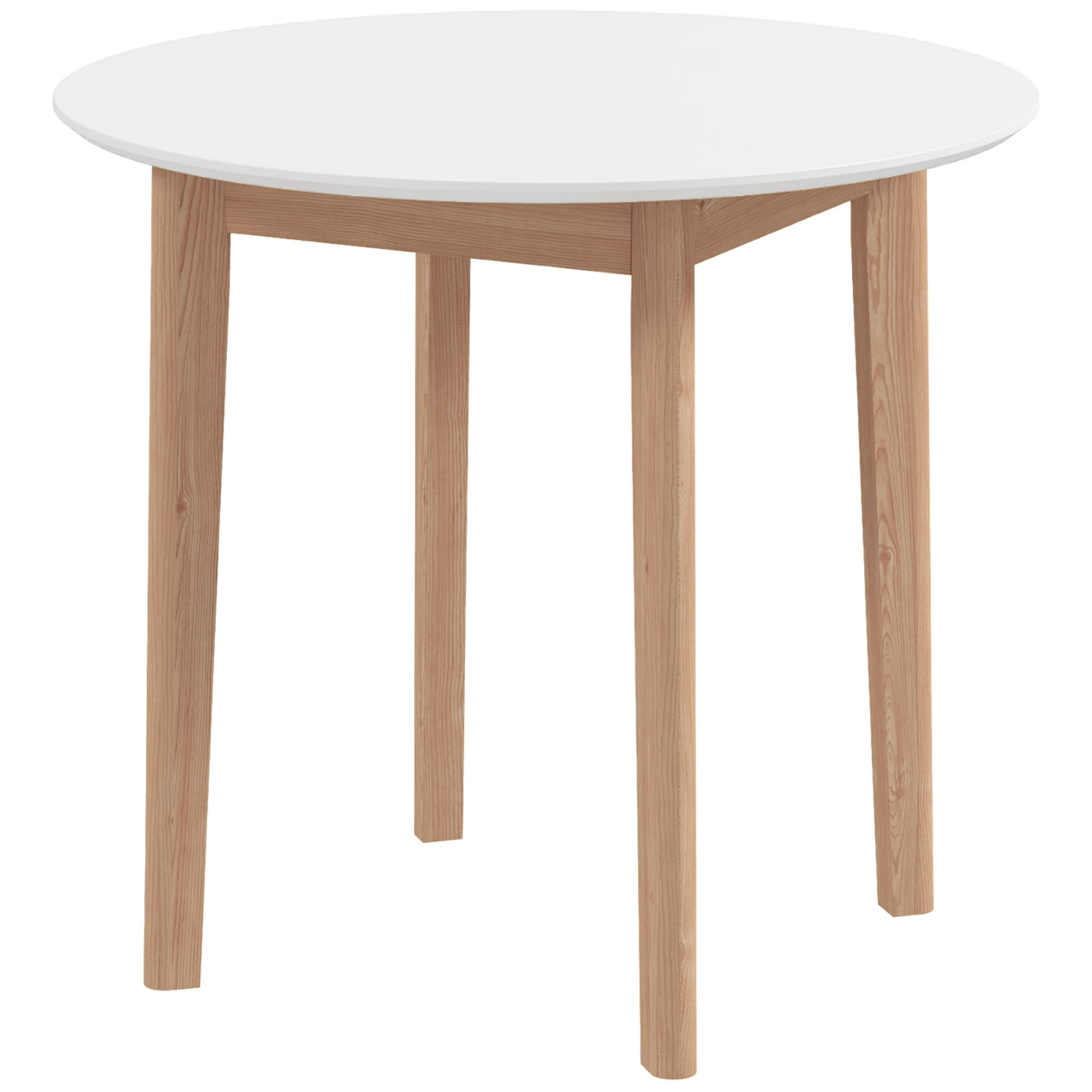HOMCOM Esstisch Küchentisch Runder Tisch, Skandi-Design, 75 cm x 75 cm x 76 cm, Weiß + Natur