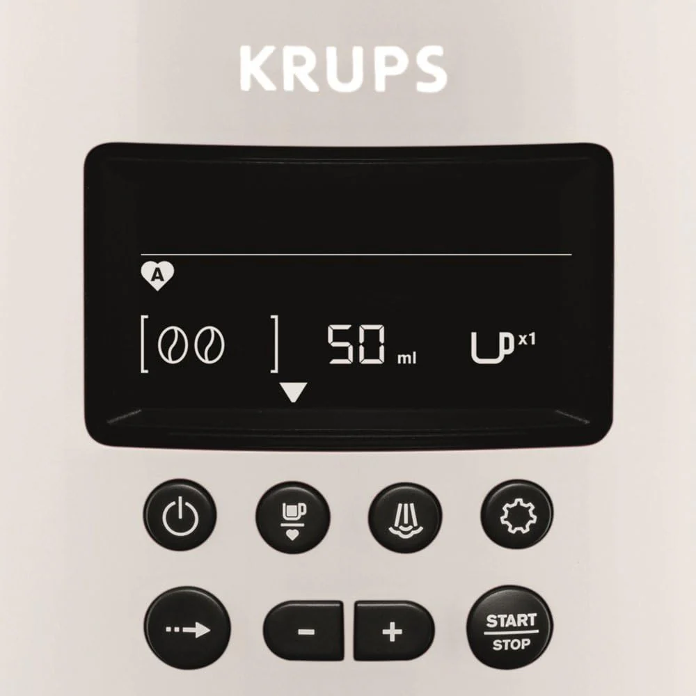 Krups Essential Kaffeevollautomat mit Milchschlauch, 2-Tassen-Funktion, LCD-Display, Einfache Reinigung, Kaffeemaschine, TÜV-Siegel, Schwarz, EA816031