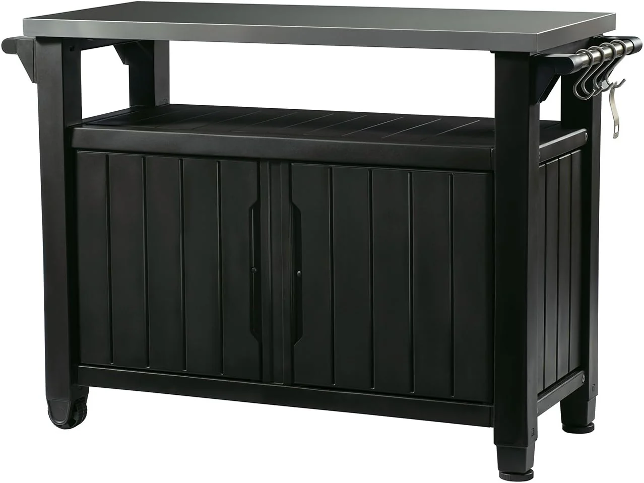Outdoor Rolling Table Cart with Storage and Wheels Dark Brown