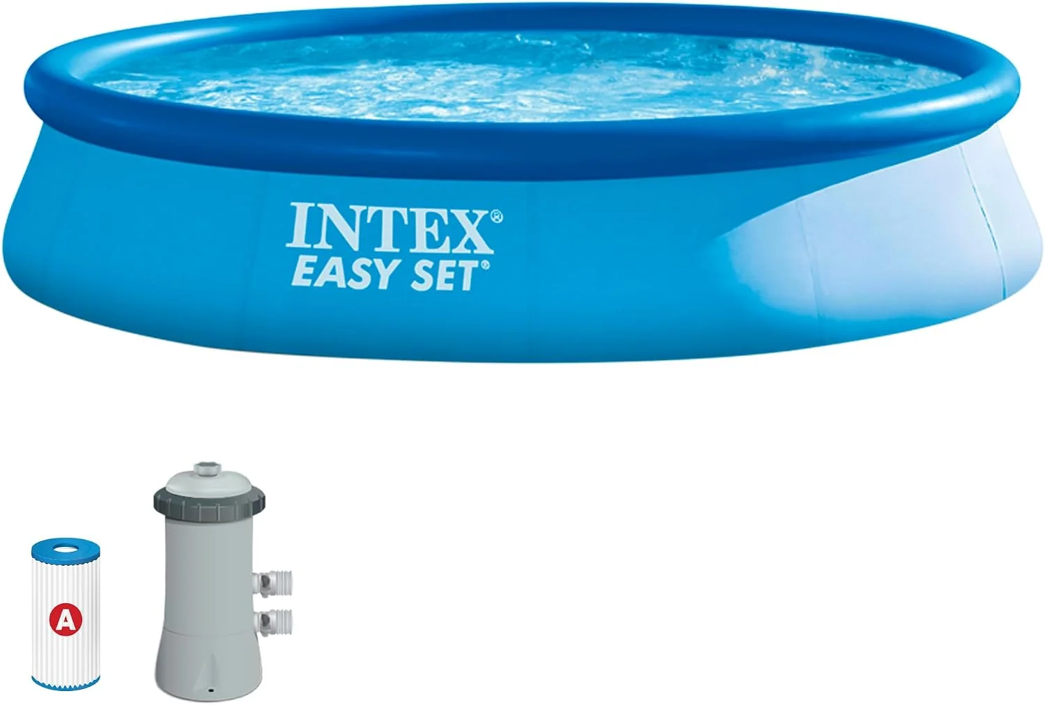 Intex Aufblasbare Pools, 396x84 cm, 2006 L, 7290 L, Blau, 28142NP, Aufstellpool Easy Set Rund, Filterpumpe /h