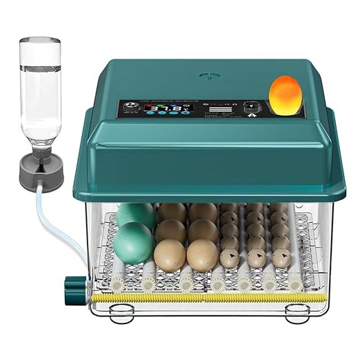 Incubatrice Automatica per Uova con Display Digitale, Controllo della Temperatura, Sistema di Rotazione Automatica, Verde