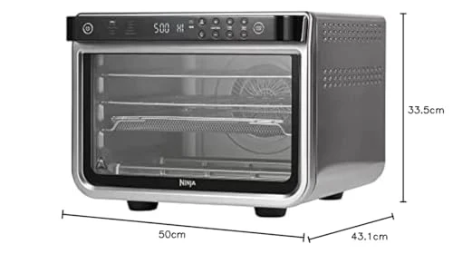 2025 Ninja Foodi 10-in-1 multifunctionele oven, draagbare mini-oven voor aanrecht, multifunctionele oven met 10 kookfuncties; Air Fry, Roosteren, Grillen, Bakken en meer, zilver/zwart DT200EU