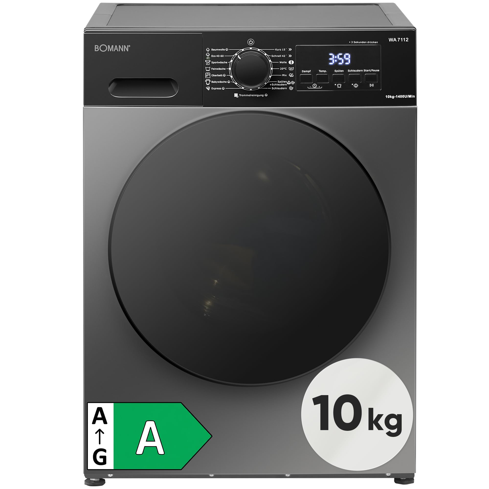 Waschmaschine 10 kg mit Invertermotor und Aqua-Stop, max. 1400 U/min, 15 Programme, WA 7112