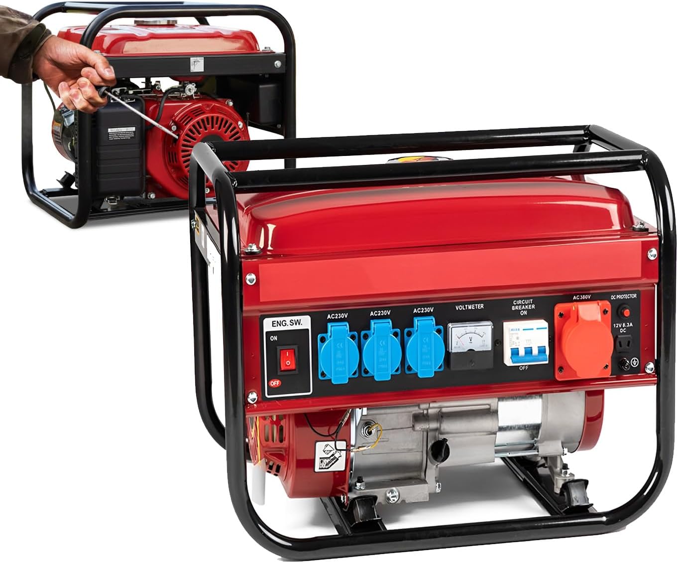 Avilia - Generatore di Corrente Portatile a Benzina 2000W con Motore 4 Tempi 196cc, Serbatoio 15 Litri, Basso Livello di Rumorosità e Design Compatto per Campeggio, Cantiere e Backup Domestico