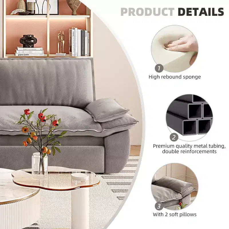 3-in-1 Convertible Queen Sleeper Sofa with Velvet Upholstery