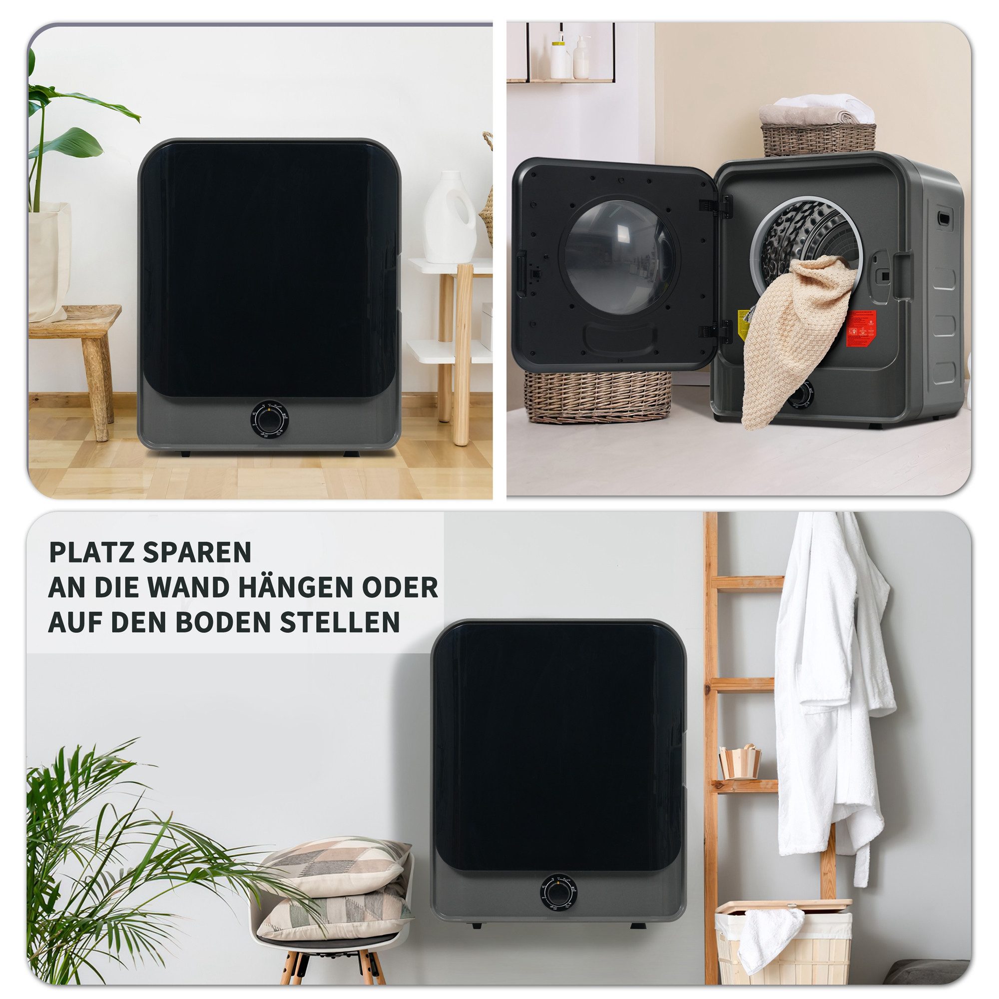 Ablufttrockner 5 Trocknungsprogramme für verschiedene Textilien 3kg