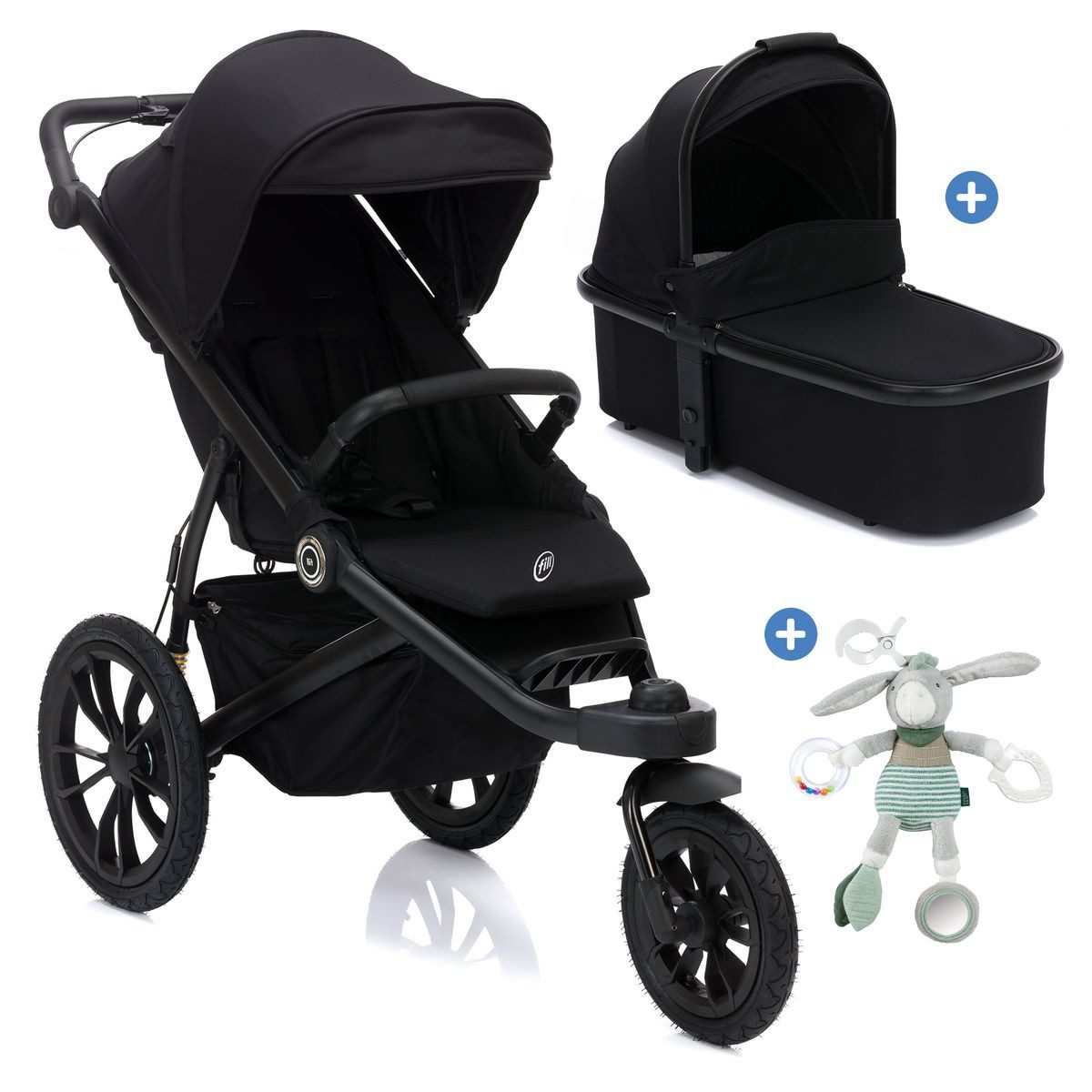 Kombi-Kinderwagen Run - Schwarz Melange