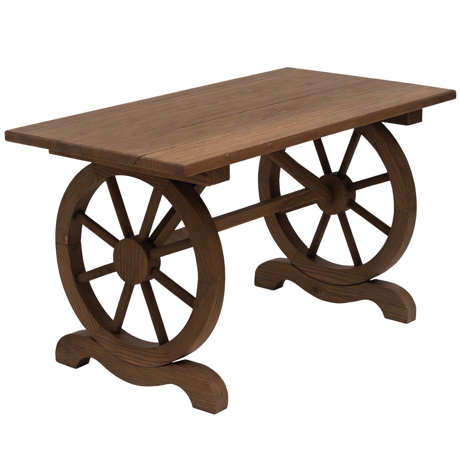 Outsunny Gartentisch, Balkontisch, Holztisch, Räderform, Witterungsbeständig, Massivholz, Natur, 110 x B60 x H65 cm