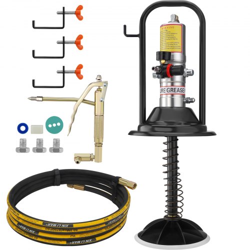 VEVOR Pneumatische 0,6-0,8Mpa Fettpumpe Druckguss-Aluminium Luftbetriebene Abschmierpumpe Durchfluss von 740 g/min Luftfettpumpe -20℃ bis 100℃ Betriebstemperatur Geeignet für 0-3# Schmierfett