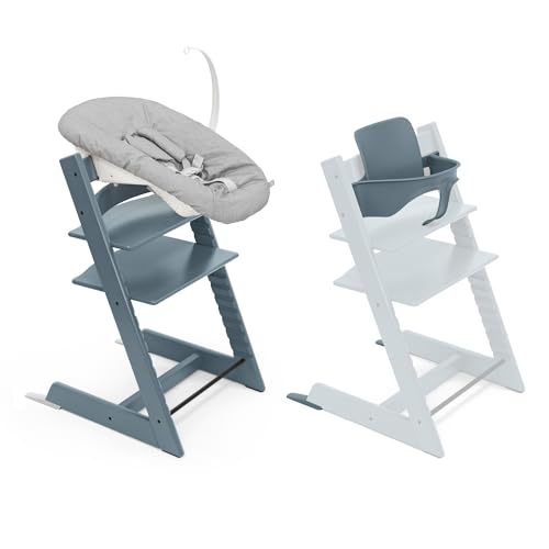 Sedia Stokke Tripp Trapp con Newborn Set e Baby Set, Blu fiordo   Design sicuro, regolabile ed ergonomico : Prima infanzia