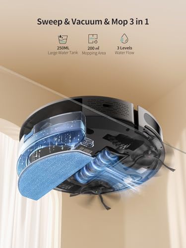 Airzeen Robot Vacuum Cleaner with 4500Pa Strong Suction, 3 in 1 Robot Vacuum and Mop, Carpet Auto Boost, Self Charging, 2.9”Slim Design, Remote/App/Alexa Control, Ideal for Pet Hair/Carpet/Hard Floor