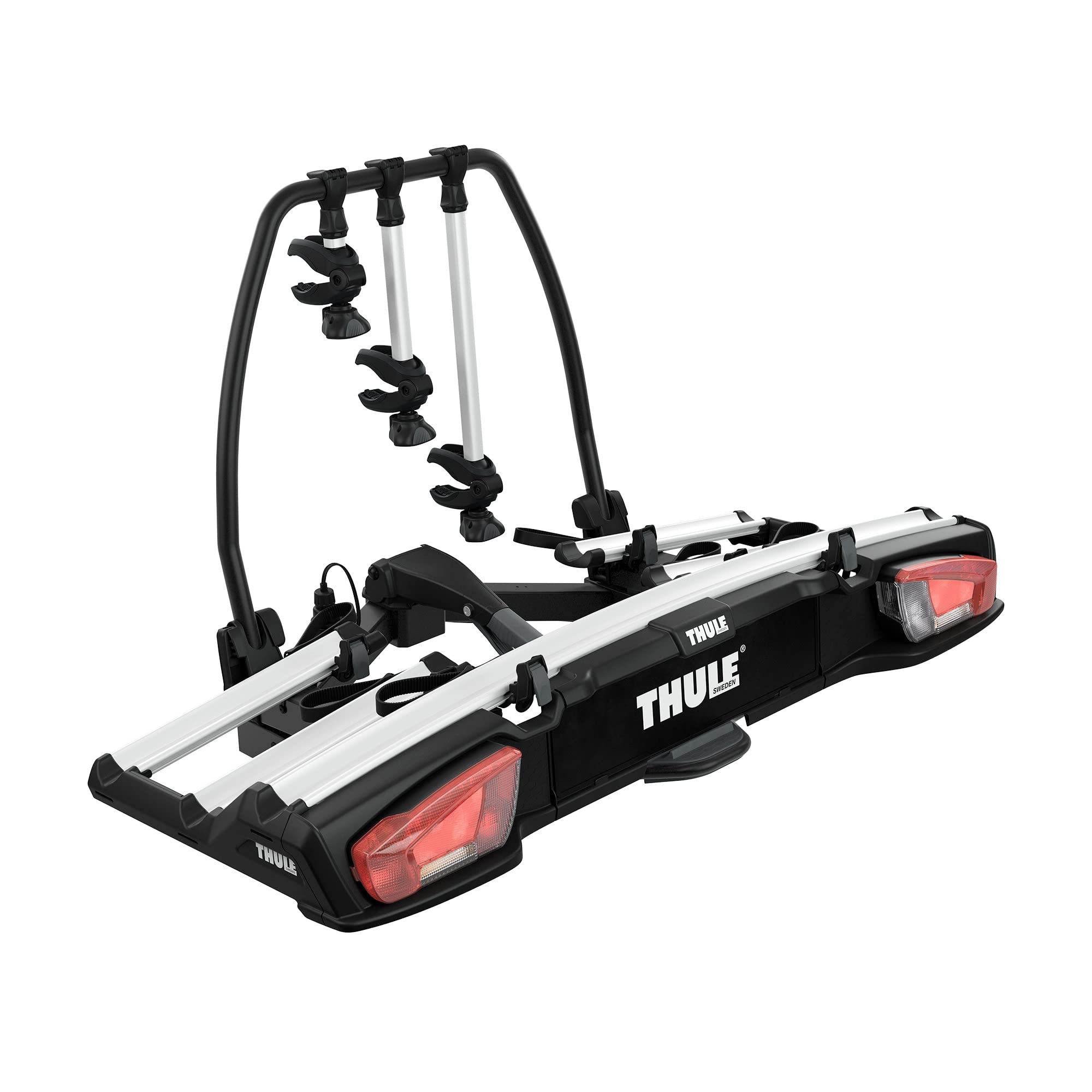 Thule VeloSpace XT Fahrradträger für Anhängerkupplung 3 Fahrräder Schwarz Aluminium für E-Bikes und Fatbikes 60 kg
