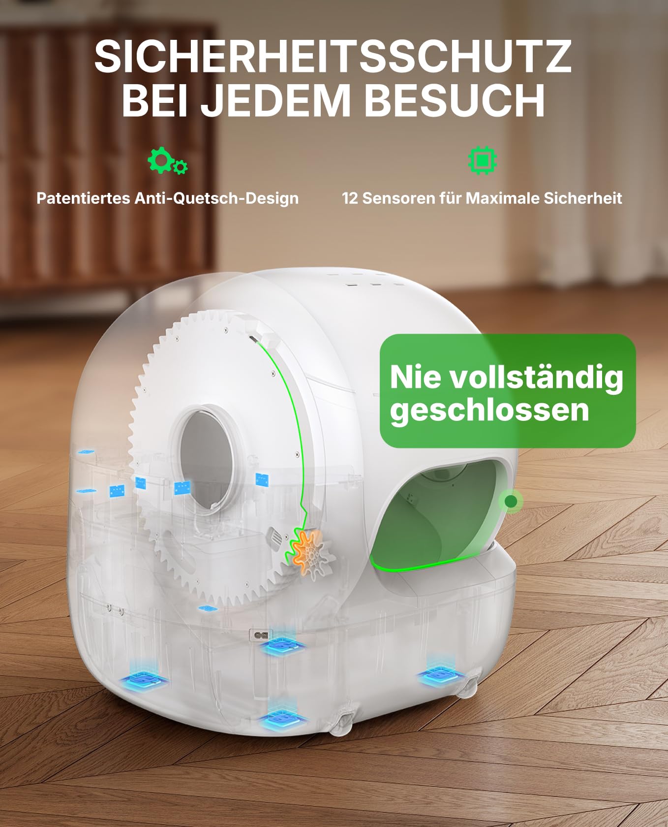 Selbstreinigende Katzentoilette PUROBOT Max Pro 2 mit KI-Kamera und Mehrkatzen-Erkennung, für große Katzen