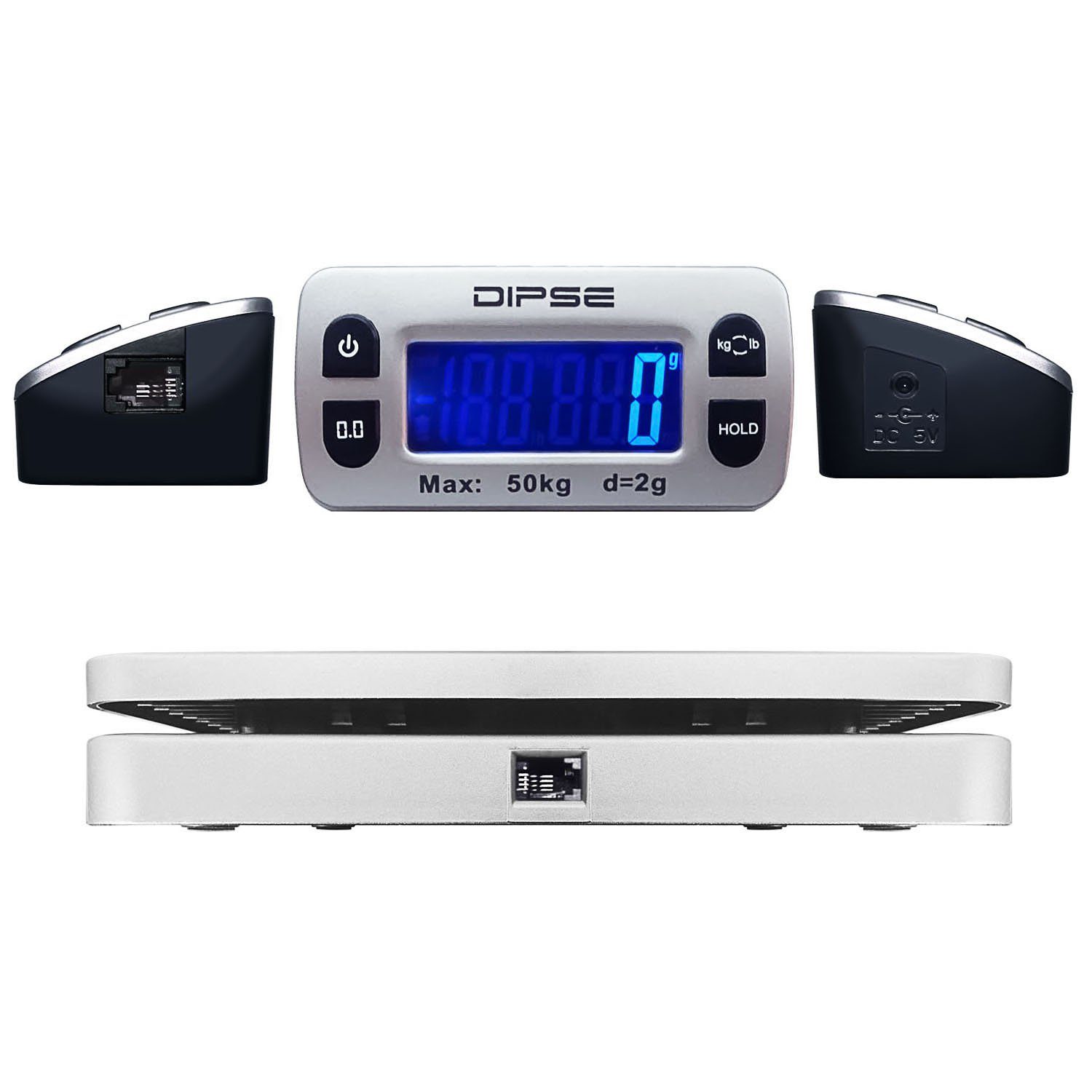Feinwaage Paketwaage Parcel Mini 50 Edelstahl, externes Display 50kg 2g