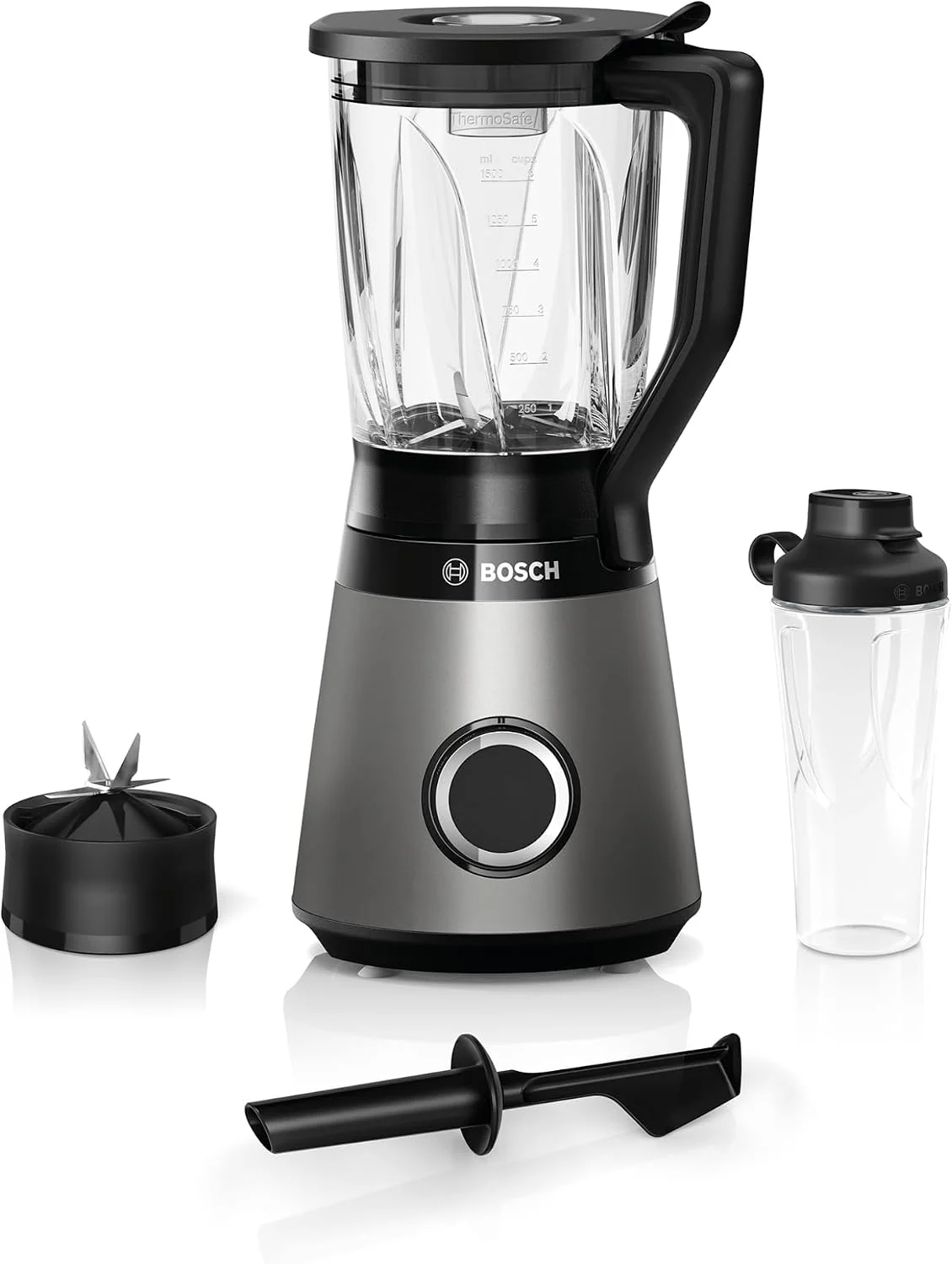 Bosch Standmixer, VitaPower Serie 4 MMB6174SN, 30,000 U/min, 1200 W, 1,5l Glasbehälter, Smoothie Maker, verbesserte Version, Edelstahl Messer