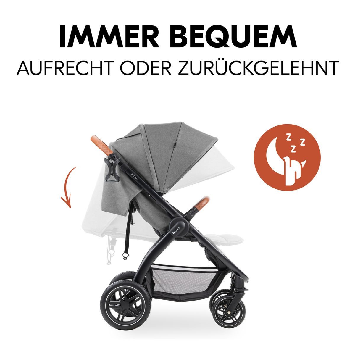 Kinder-Buggy UpTown Black - XXL - Melange Grey