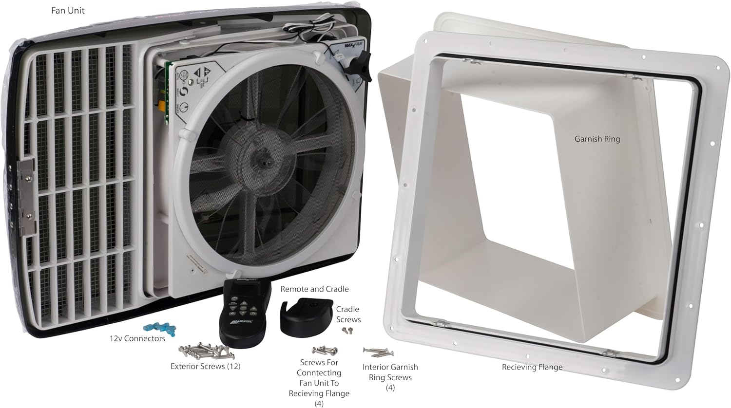 MaxxAir MaxxFan Deluxe 00 07500K with Remote Control, Smoke Black Roof Vent Fan