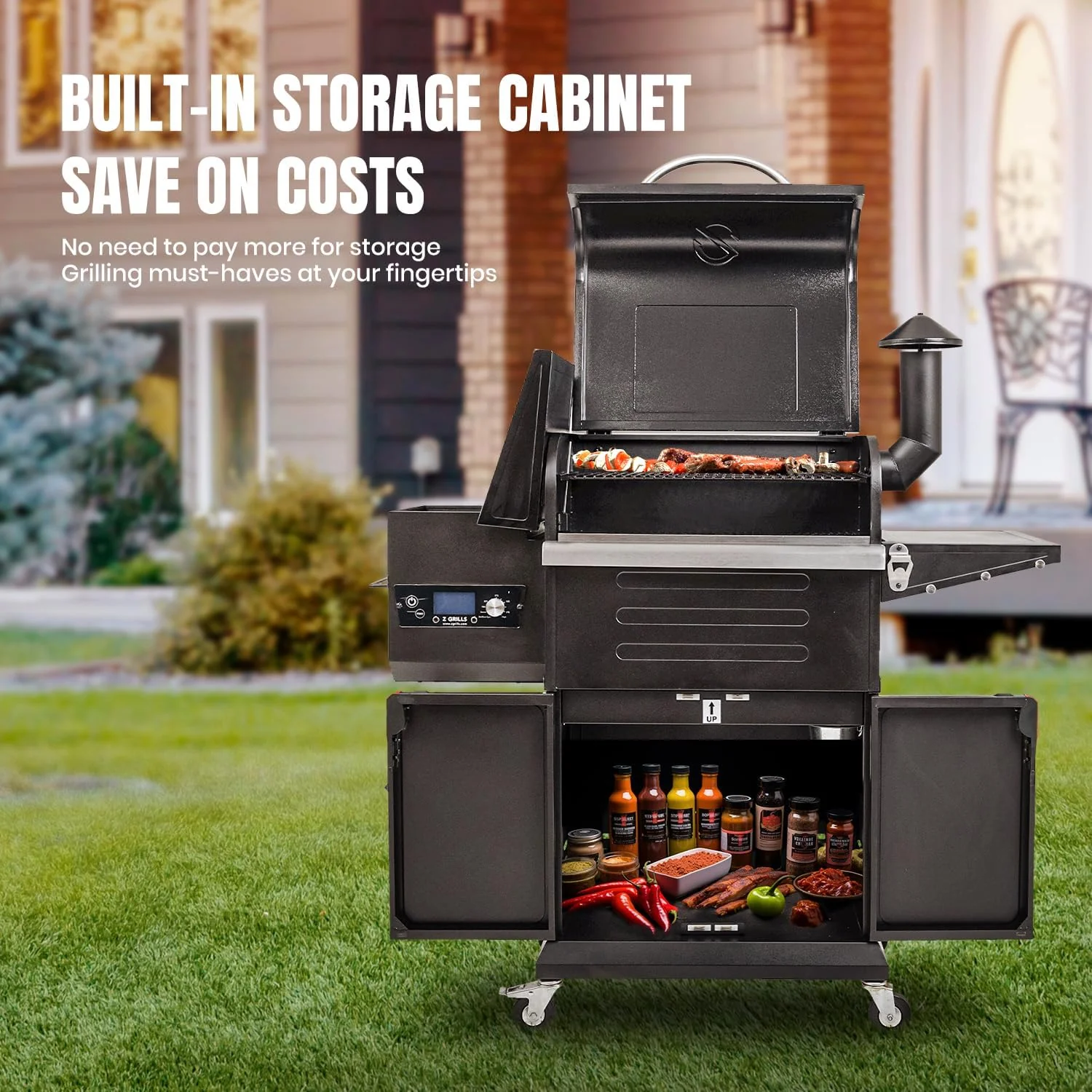 Z GRILLS Wood Pellet Grill Smoker with 552 Cooking Area & Front Shelf for Outdoor BBQ, Smoke, Bake and Roast, 550C