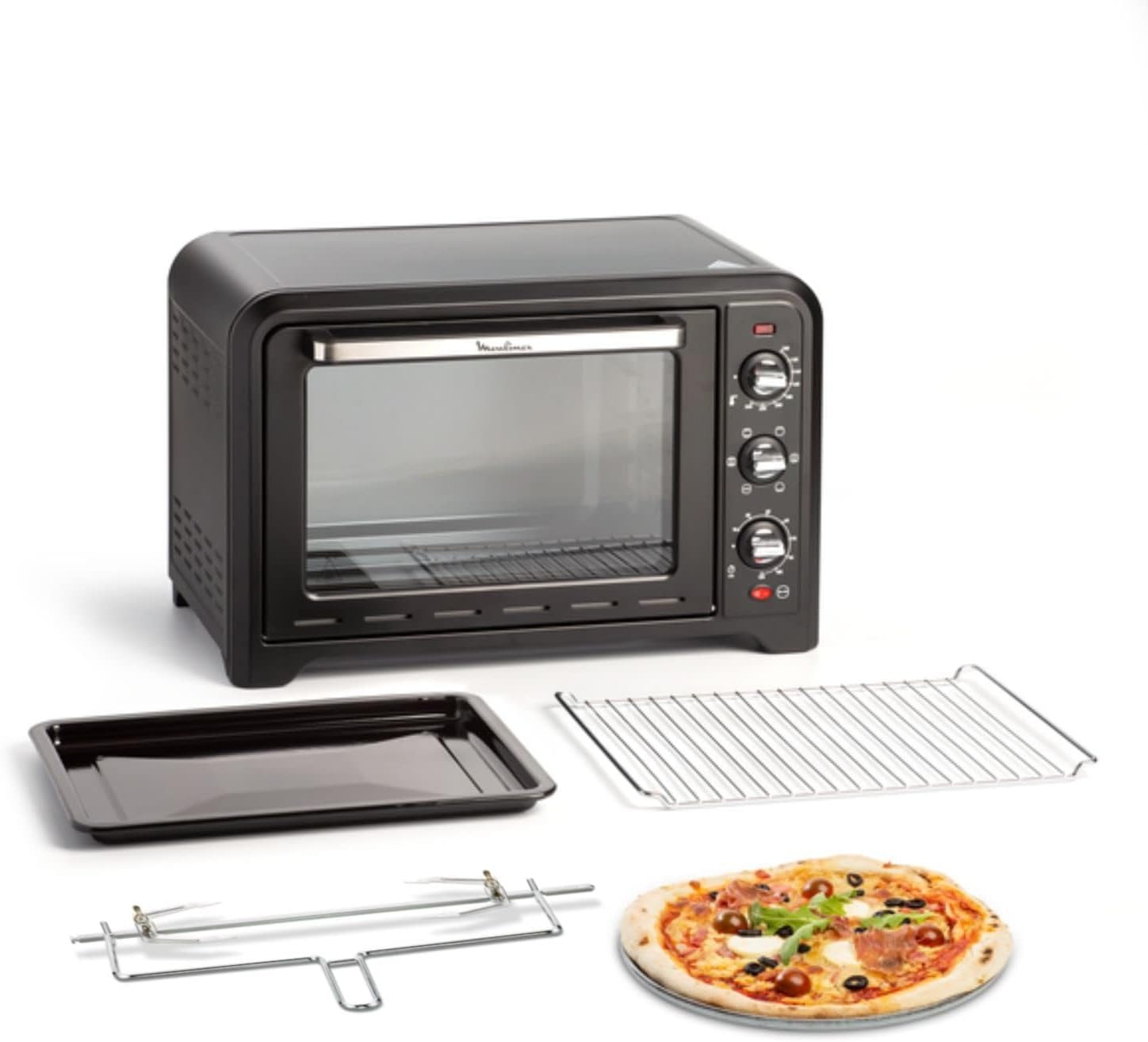 Moulinex OX444810 Optimo Forno Elettrico Ventilato 19 litri, Potenza 1380 W, Max 240°C, Forno per Pizza, Carne, Pesce, Dolci, con 6 Modalità di Cottura, Timer, 2 Accessori