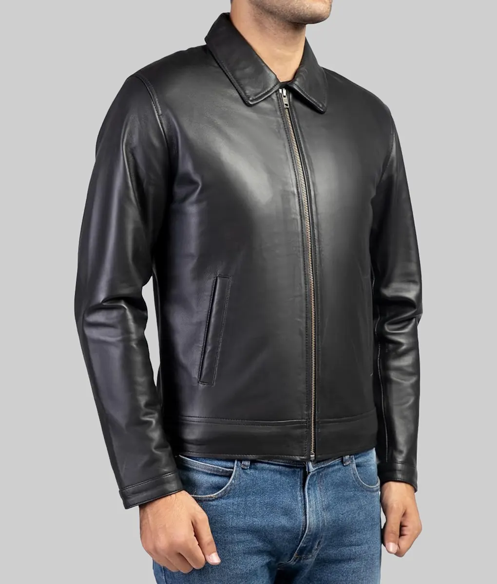 Greg Black Leather Jacket