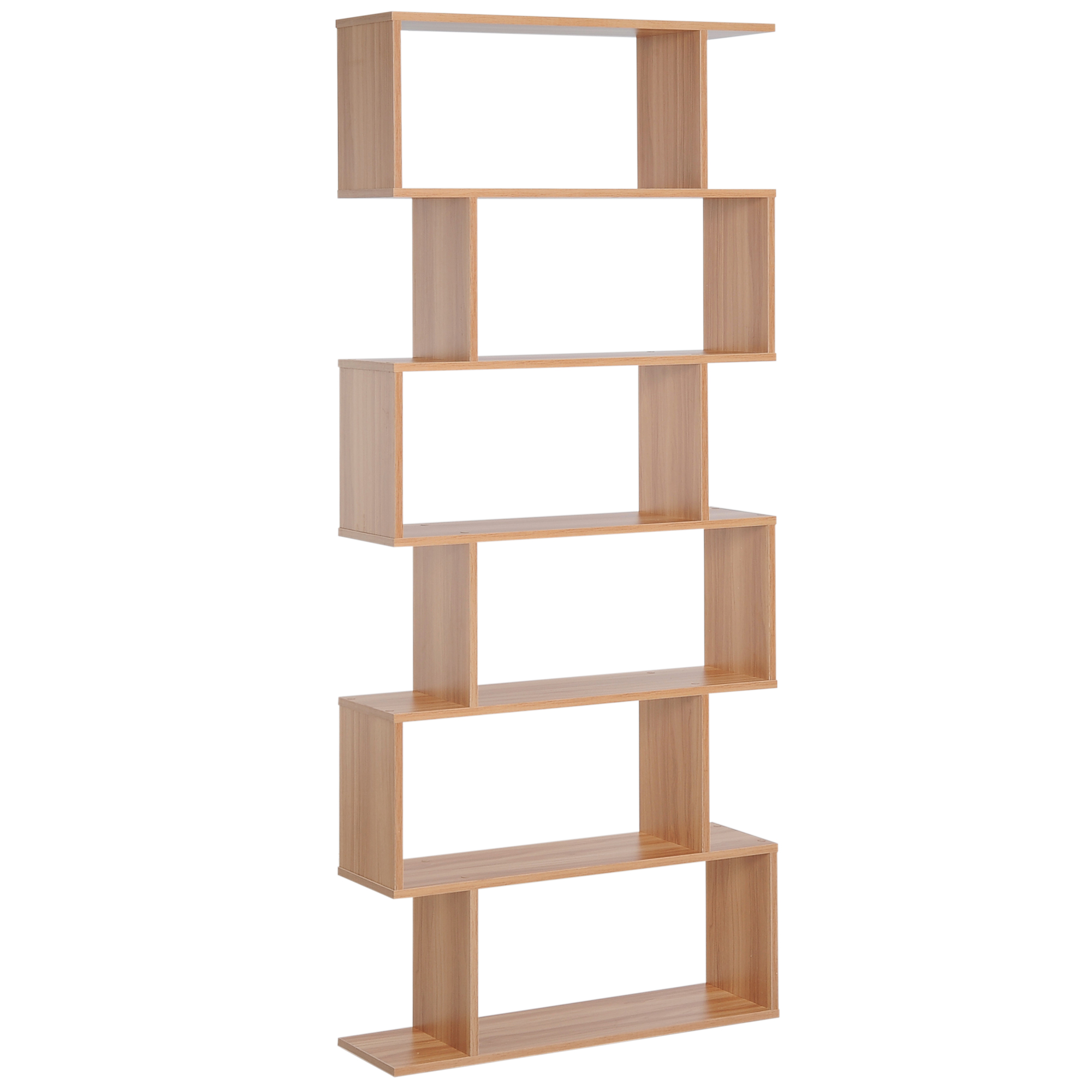 HOMCOM Bücherregal Wandregal Raumteiler mit 6 Fächern Standregal Aktenregal Ahorn L80 x B23 x H192 cm