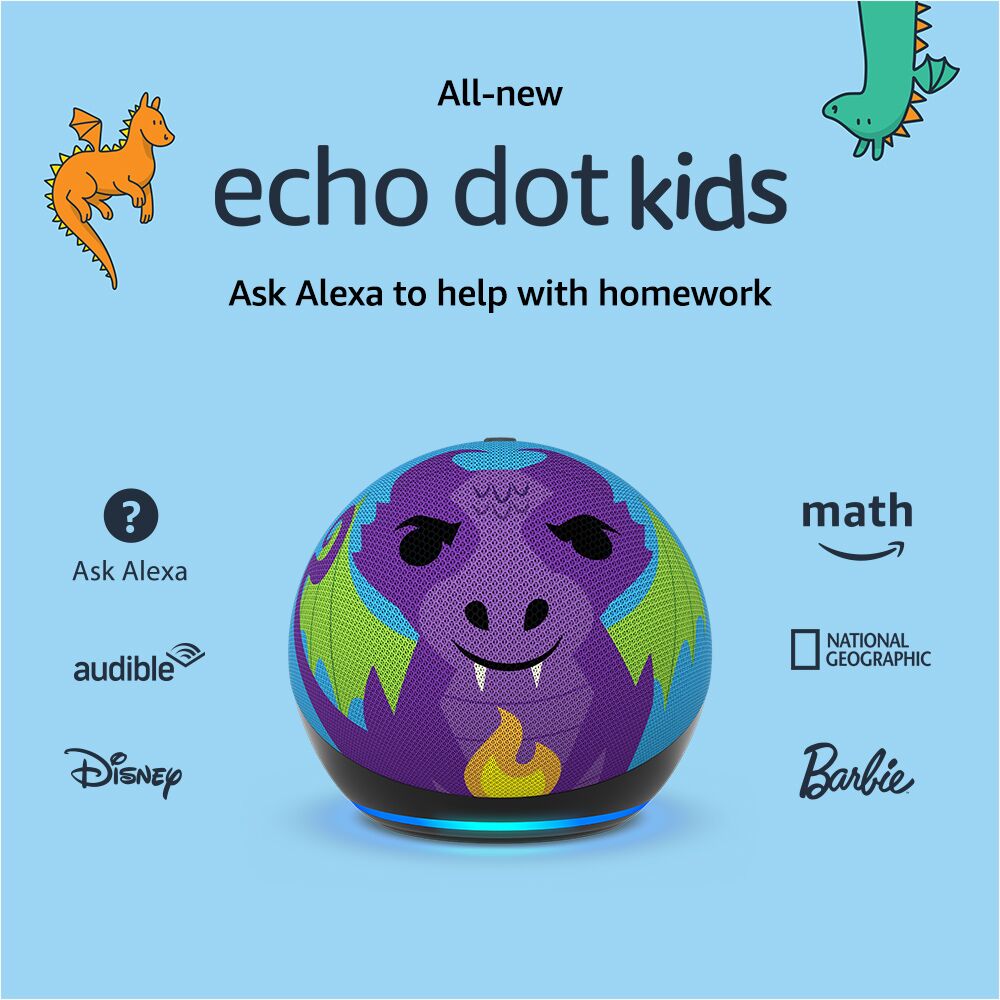 Amazon – Echo Dot Kids (5ª Generación, Lanzamiento 2022) con Alexa – Fire Dragon